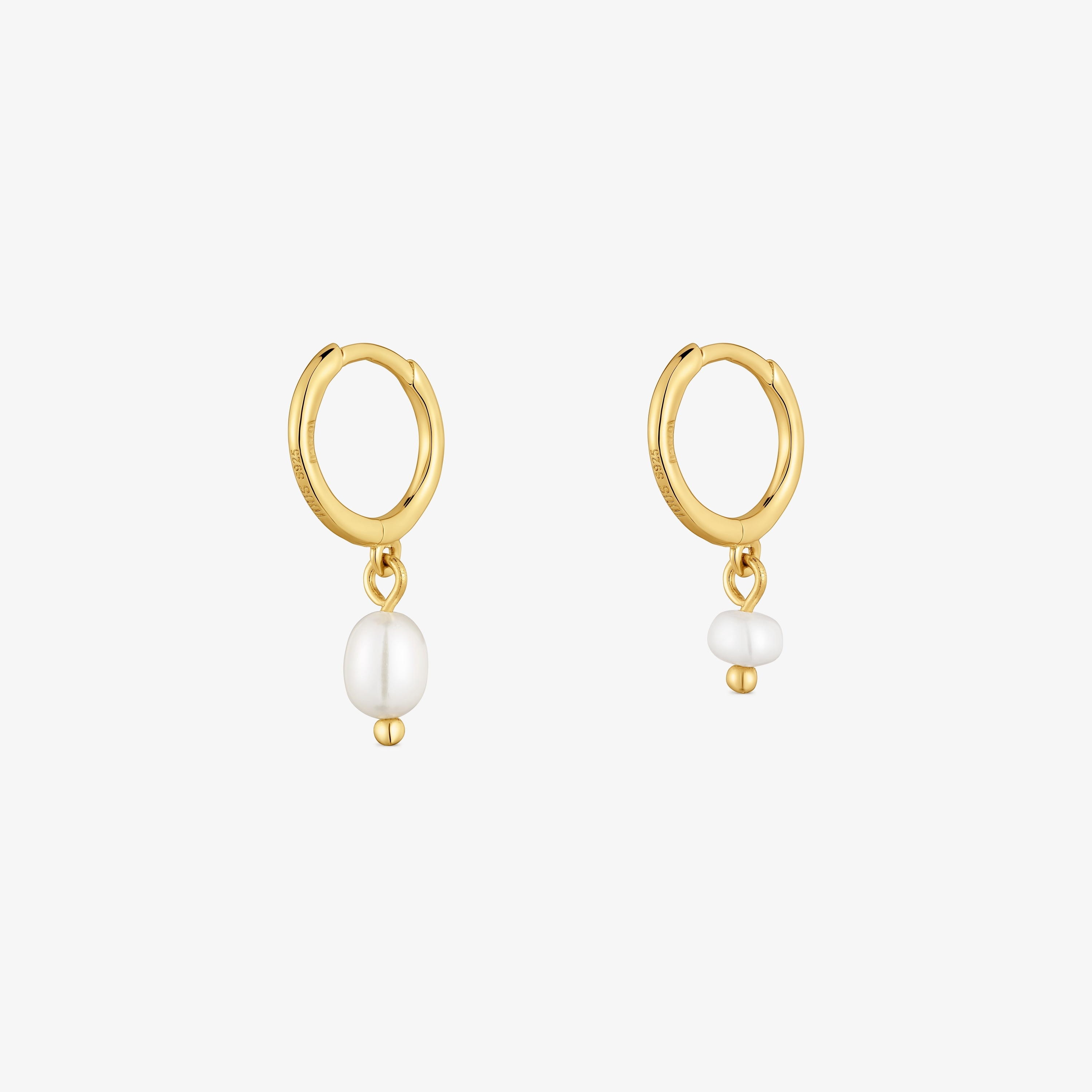Short 18K gold vermeil Hoop earrings with culture pearls Sugar Party