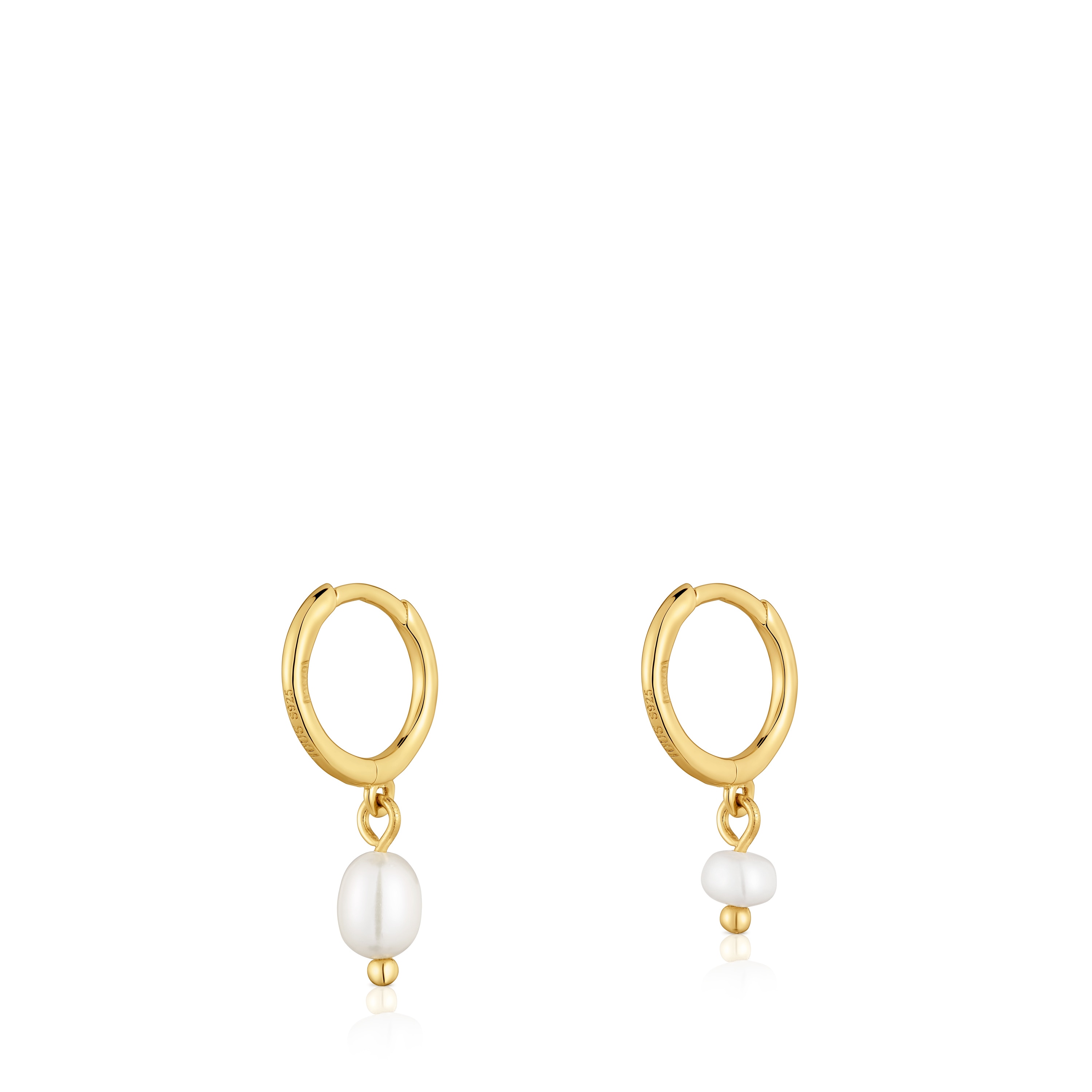 Short 18kt gold-plated silver Hoop earrings with culture pearls Sugar Party
