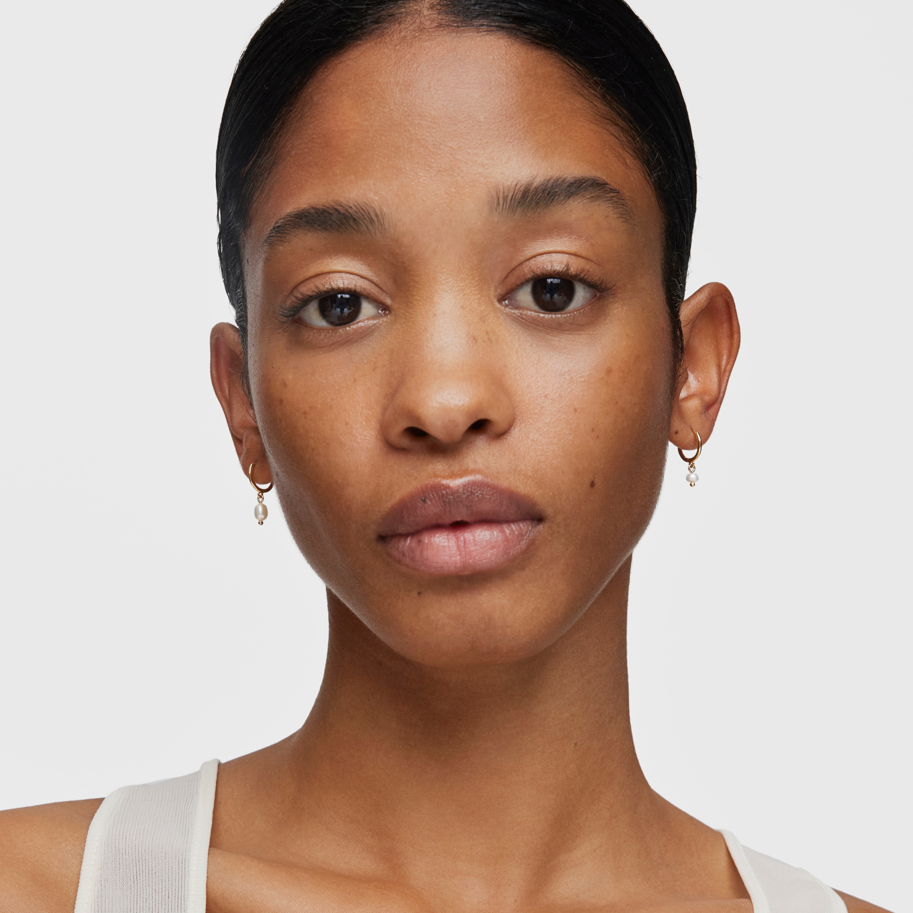 Short 18K gold vermeil Hoop earrings with culture pearls Sugar Party