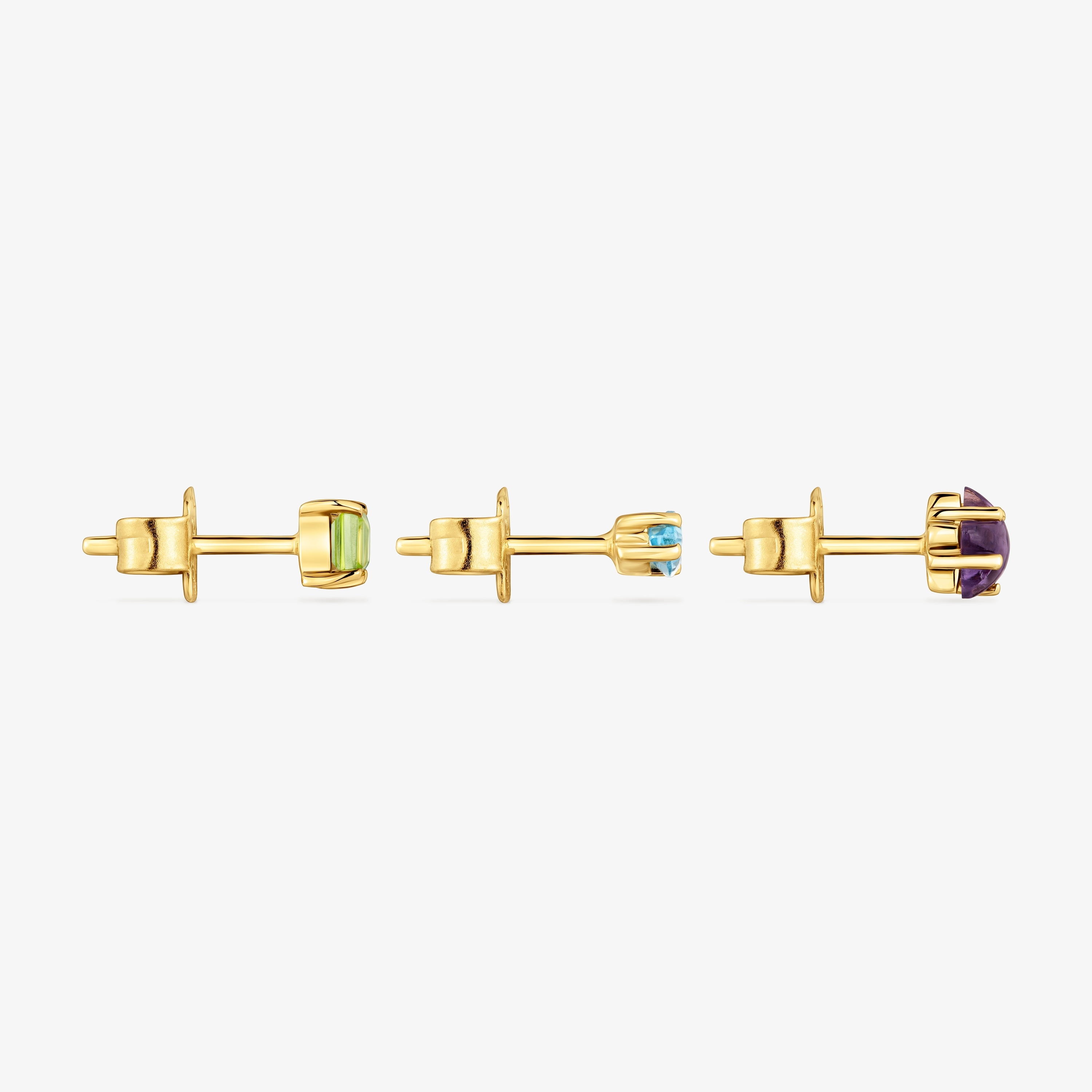 Pack of small Earrings with 18K gold vermeil and gemstones Sugar Party