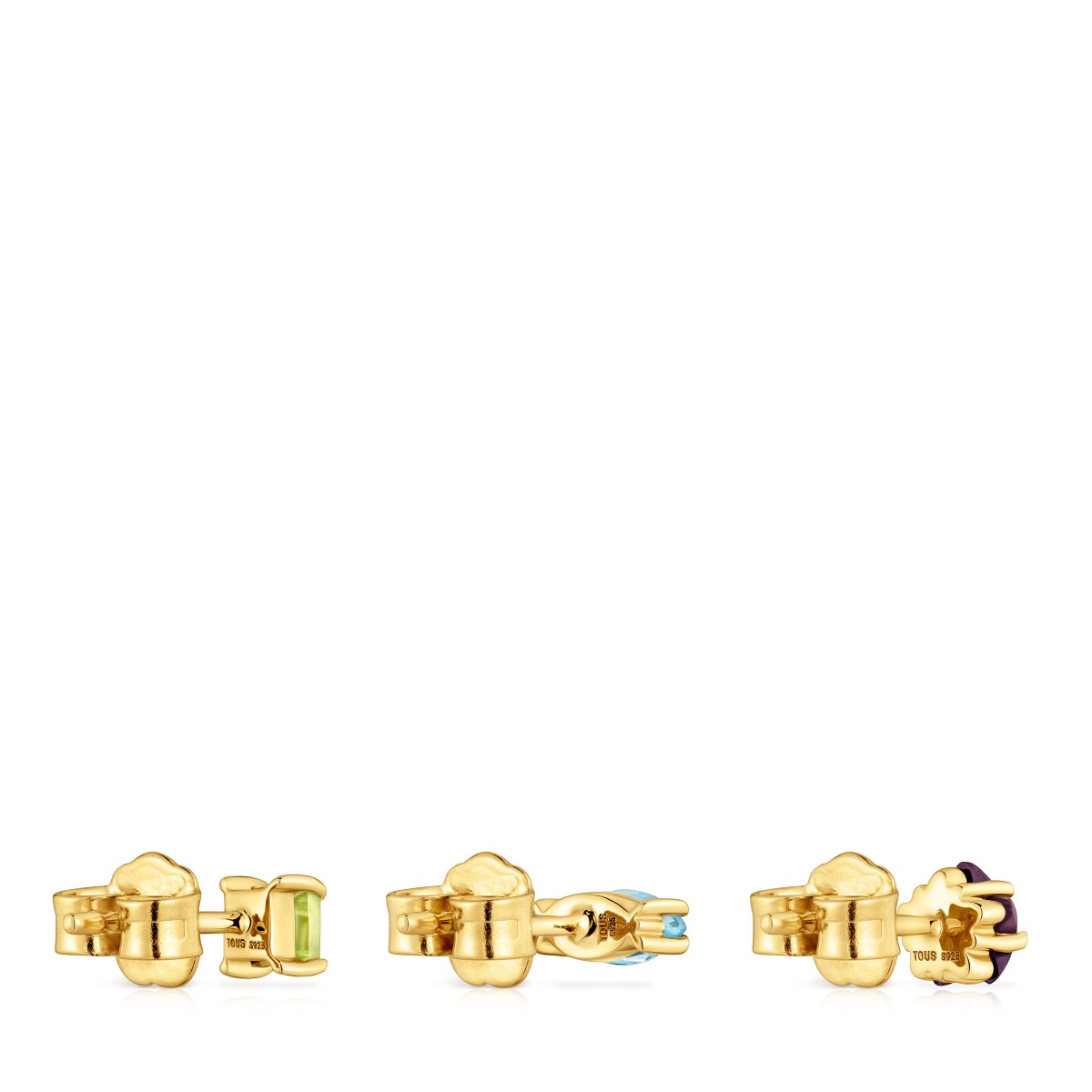 Pack of small Earrings with 18kt gold plating over silver and gemstones Sugar Party