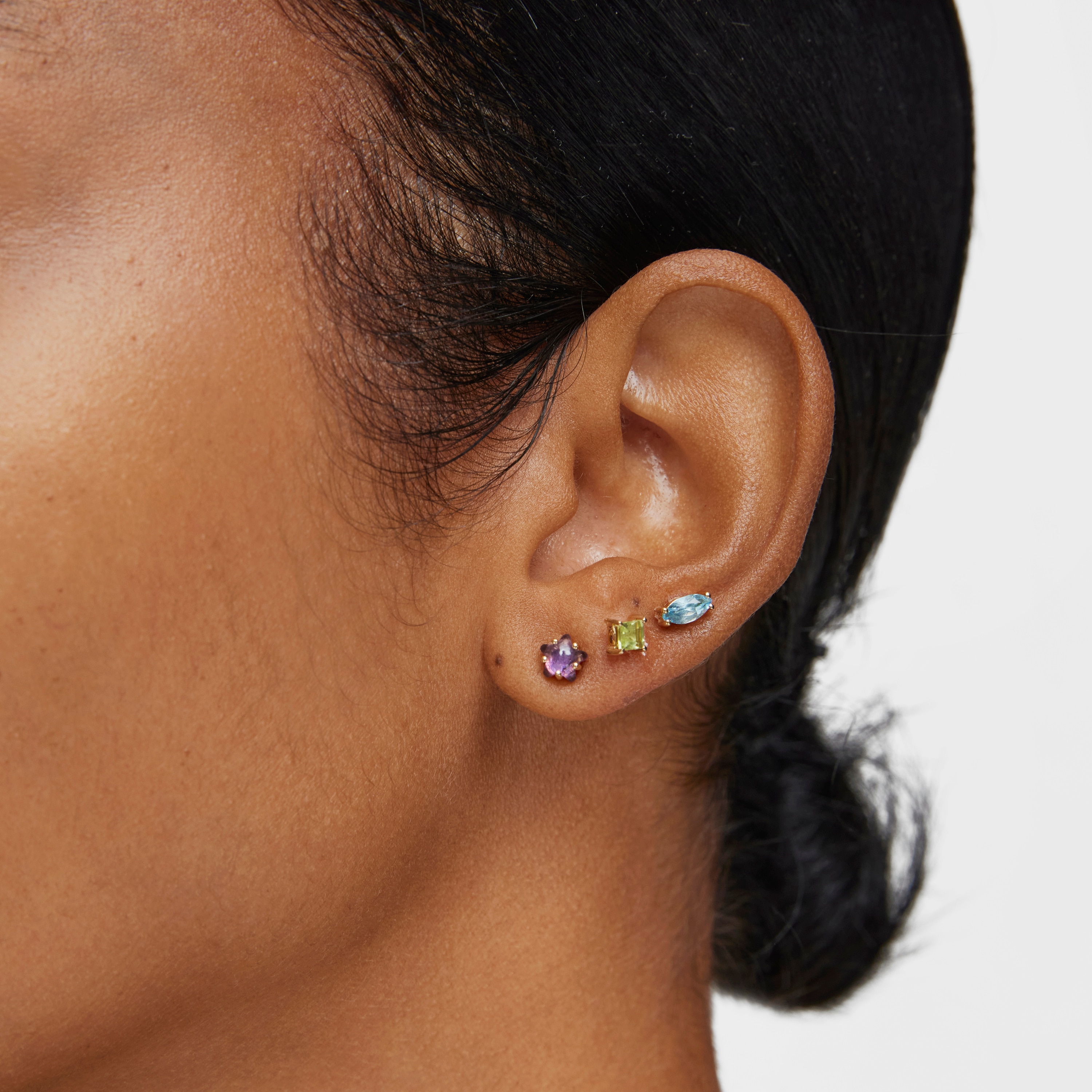 Pack of small Earrings with 18K gold vermeil and gemstones Sugar Party