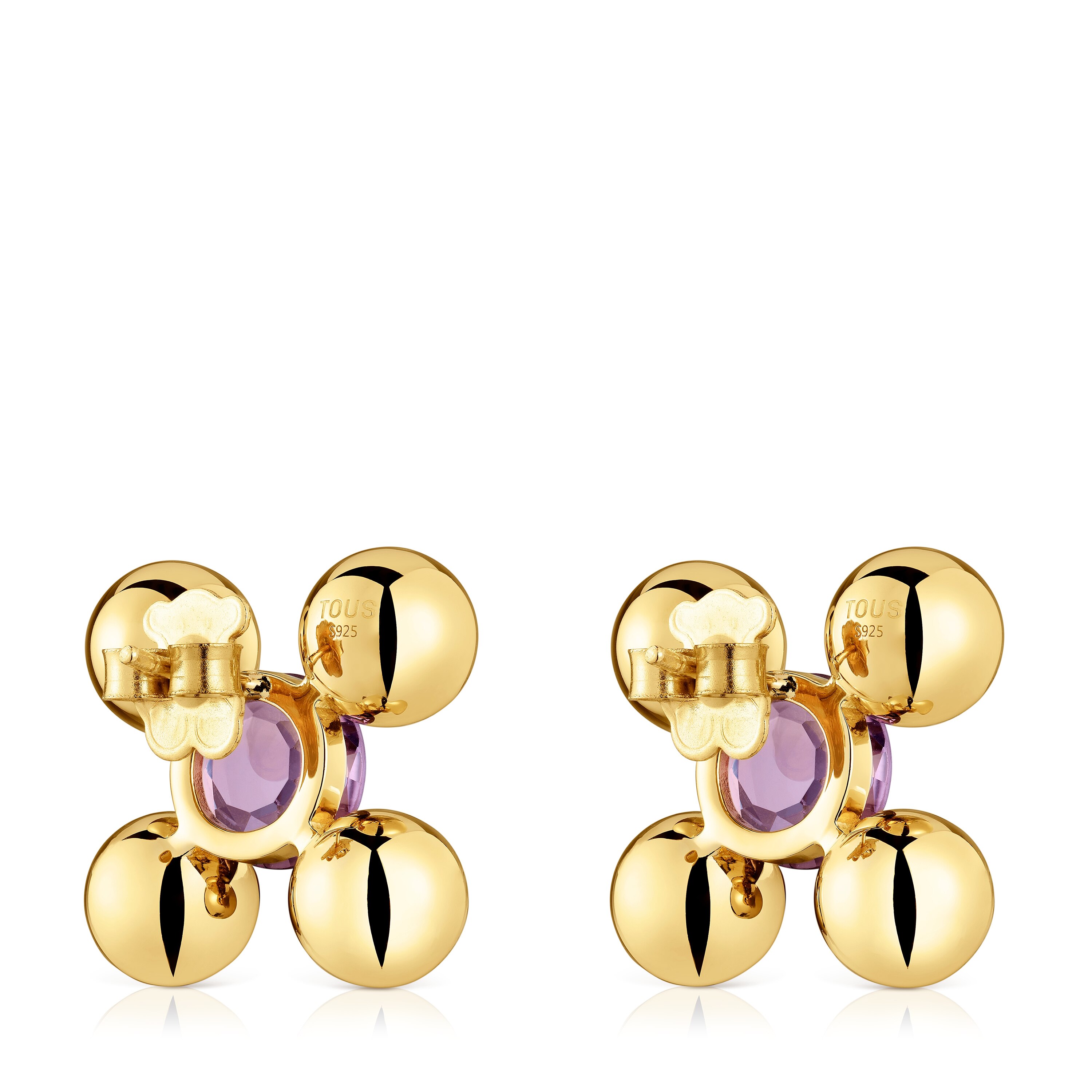 Short Earrings with 18kt gold plating over silver, amethyst and peridot Sugar Party