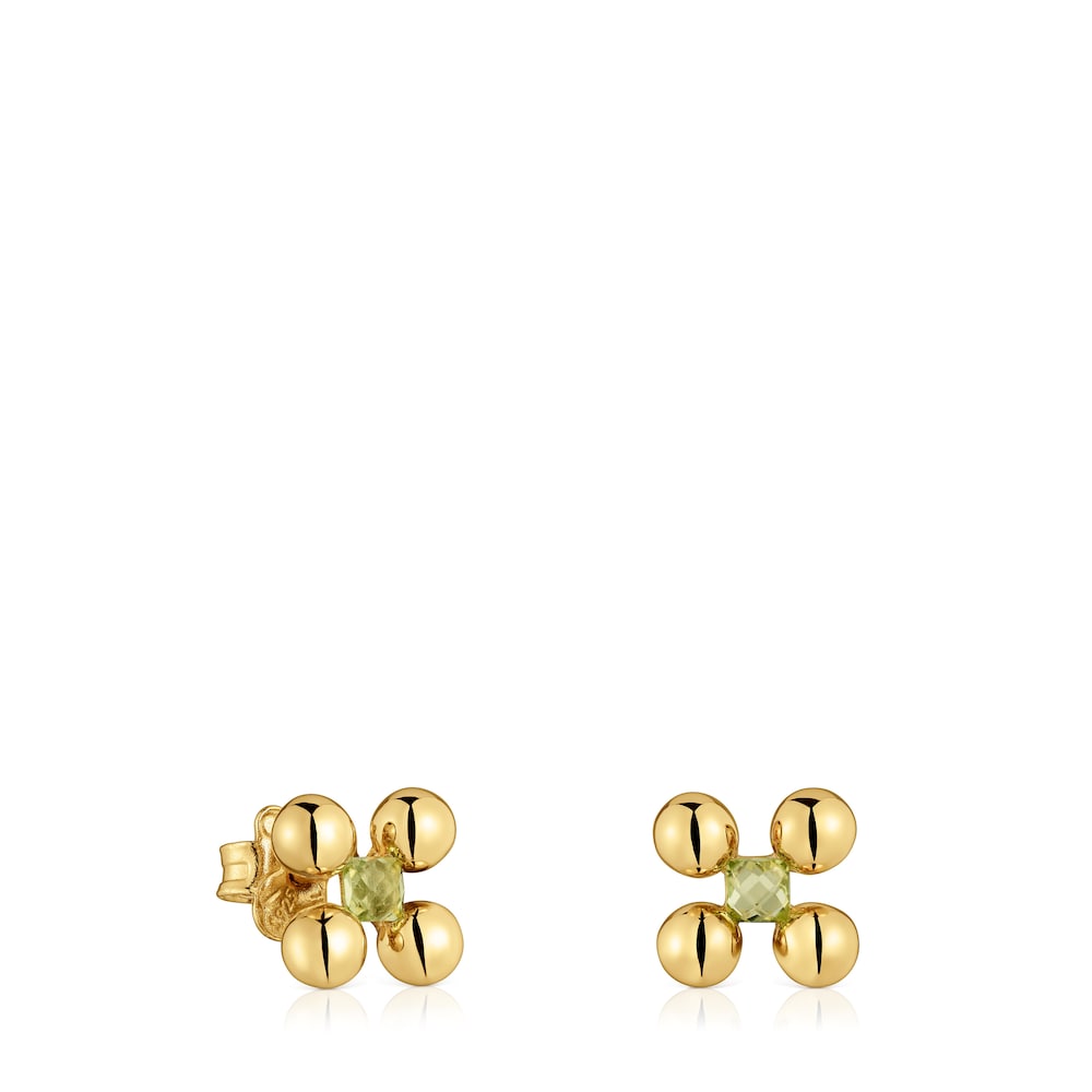 Short Earrings with 18kt gold plating over silver and peridot Sugar Party