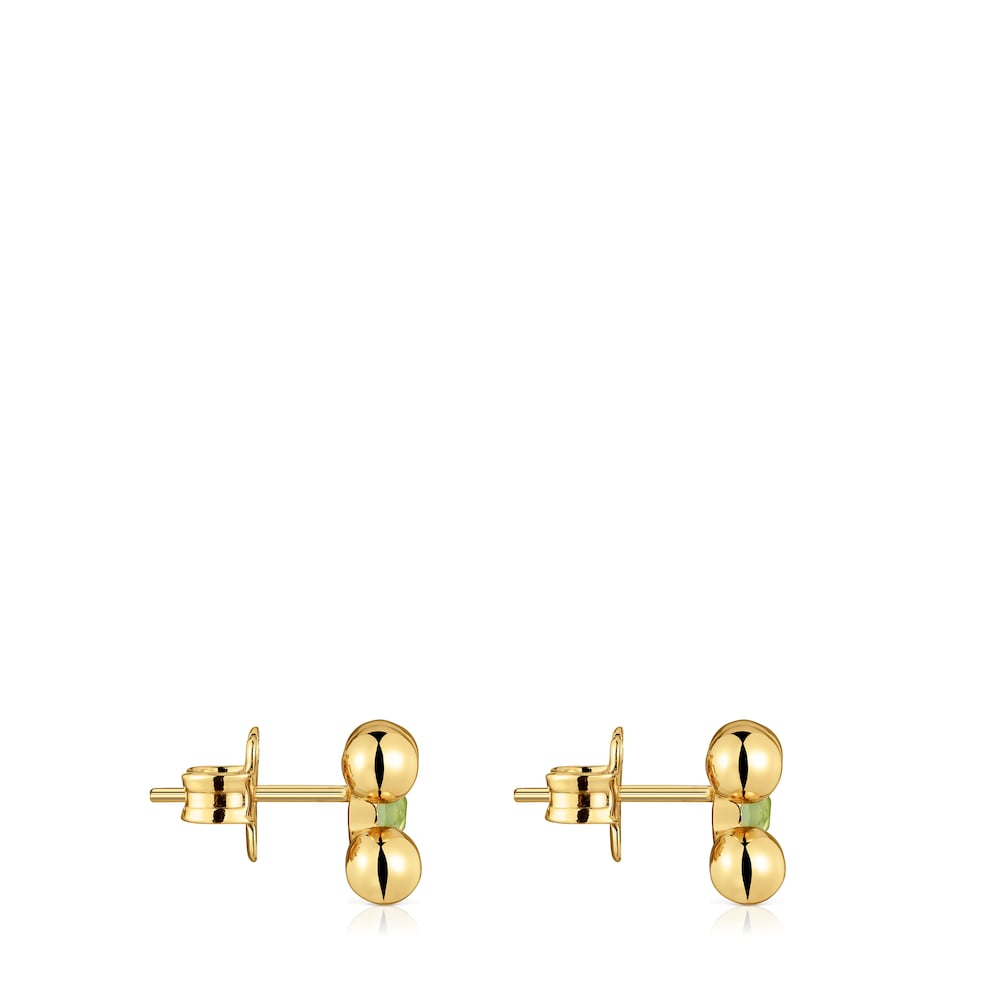 Pendientes cortos con baño de oro 18 kt sobre plata y peridoto Sugar Party image number 1