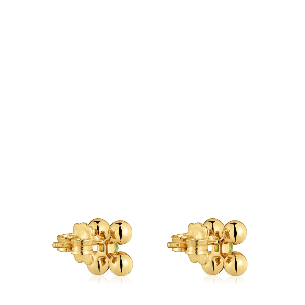Pendientes cortos con baño de oro 18 kt sobre plata y peridoto Sugar Party image number 2