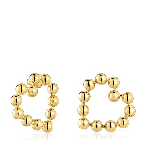 Pendientes cortos corazón con baño de oro 18 kt sobre plata Sugar Party