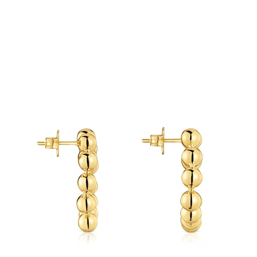 Pendientes cortos corazón con baño de oro 18 kt sobre plata Sugar Party