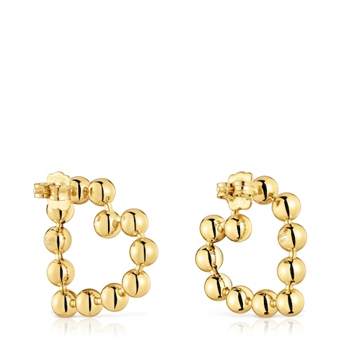 Pendientes cortos corazón con baño de oro 18 kt sobre plata Sugar Party