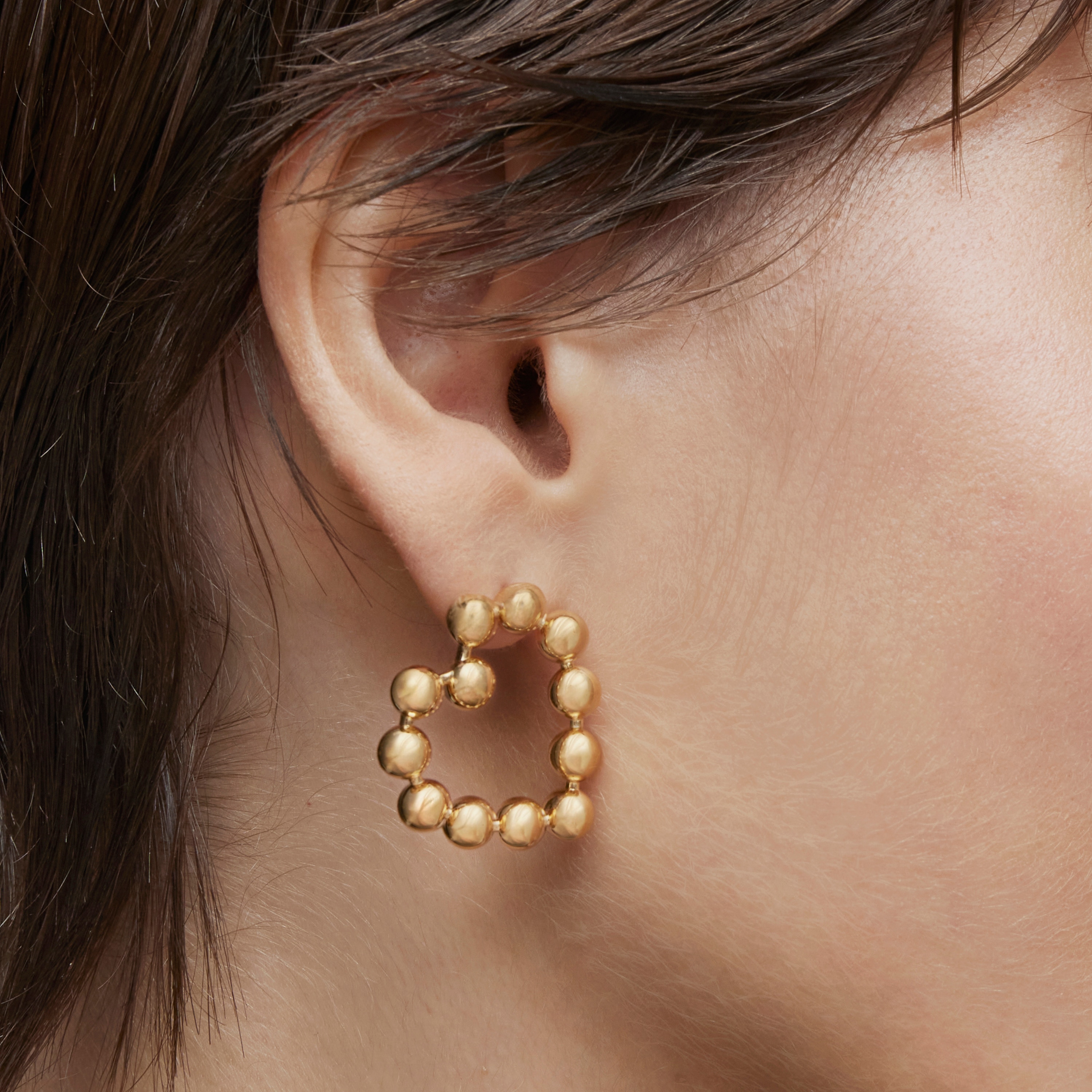 Short heart Earrings with 18K gold vermeil Sugar Party