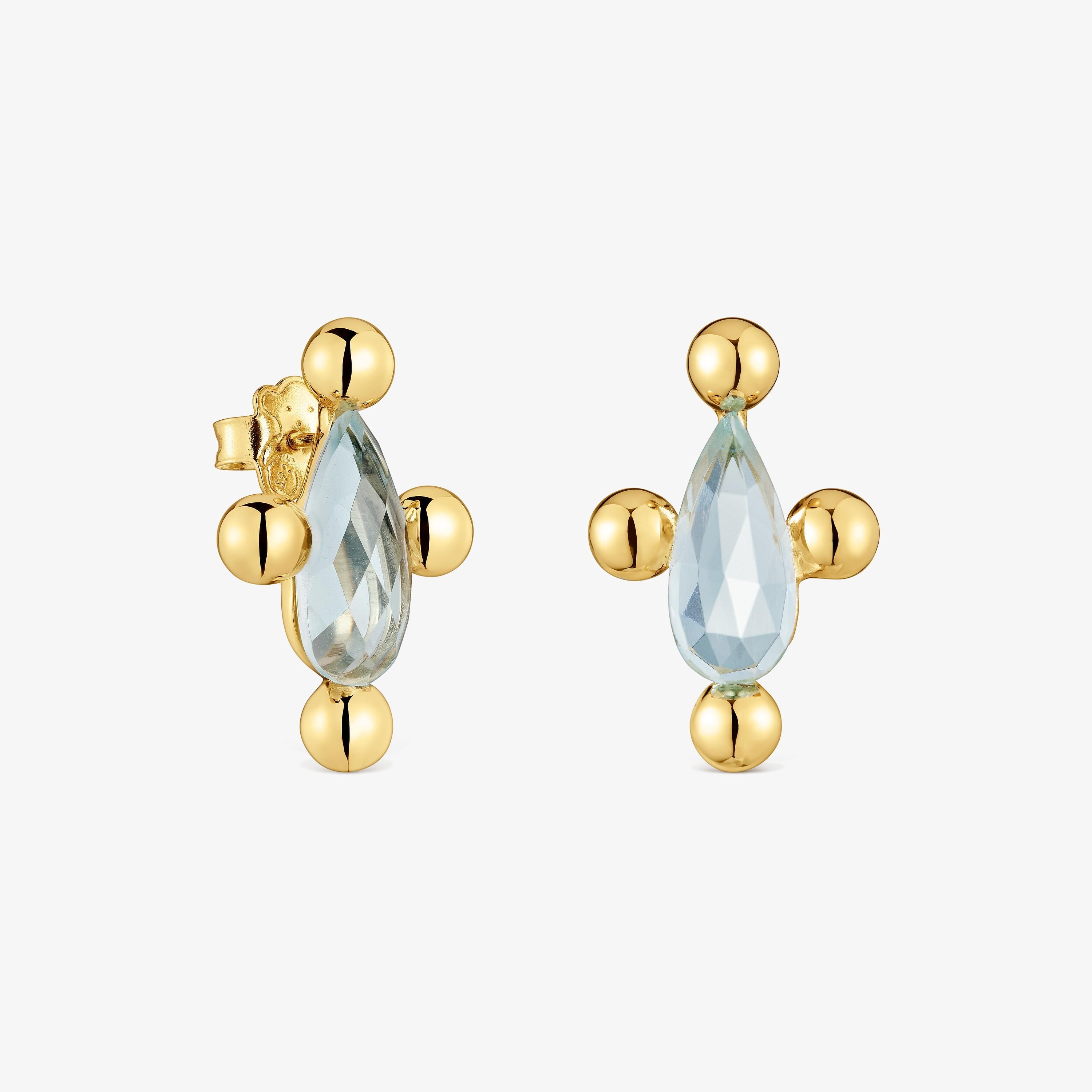 Short heart Earrings with 18K gold vermeil and topaz Sugar Party