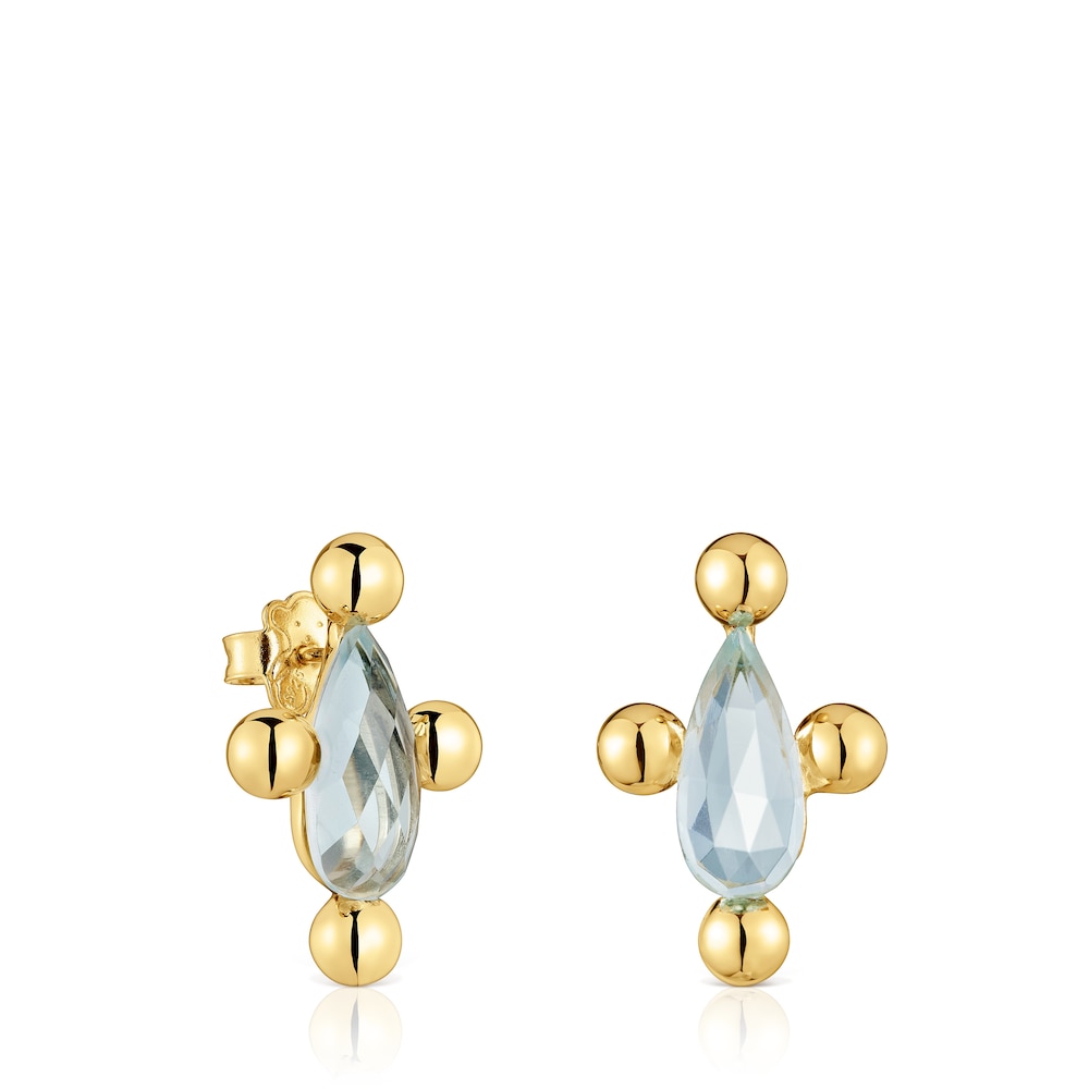 Short heart Earrings with 18kt gold plating over silver and topaz Sugar Party