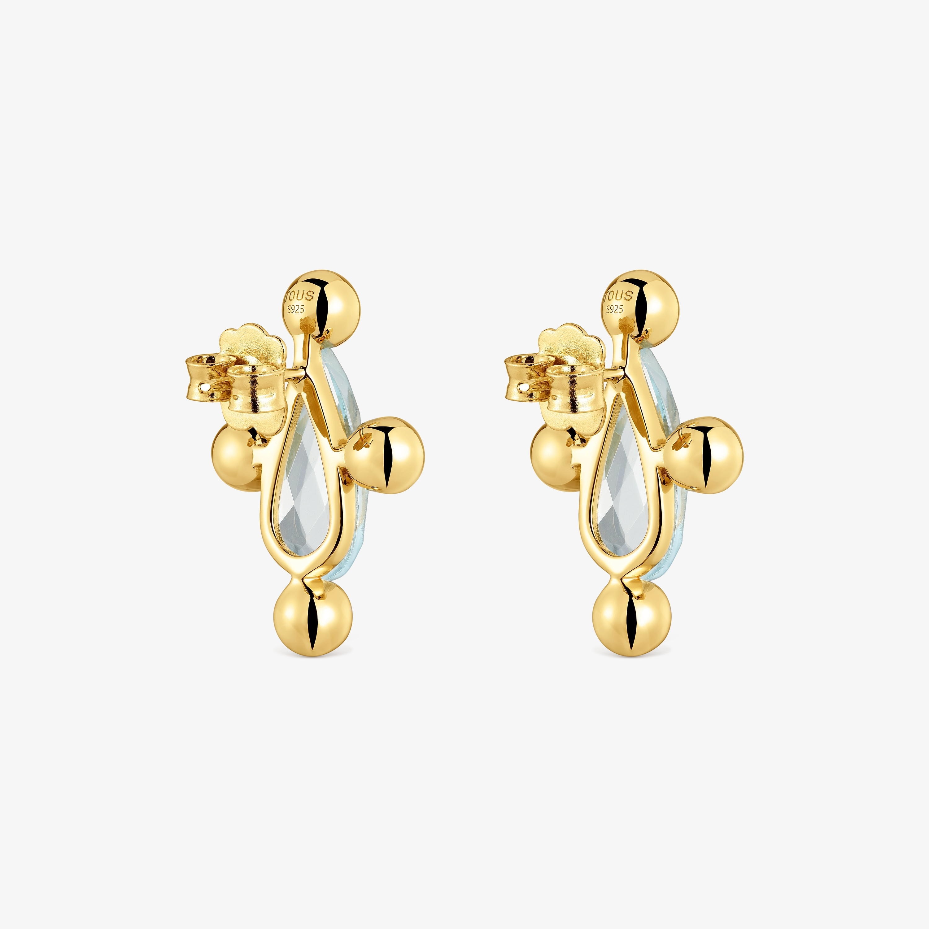 Short heart Earrings with 18K gold vermeil and topaz Sugar Party