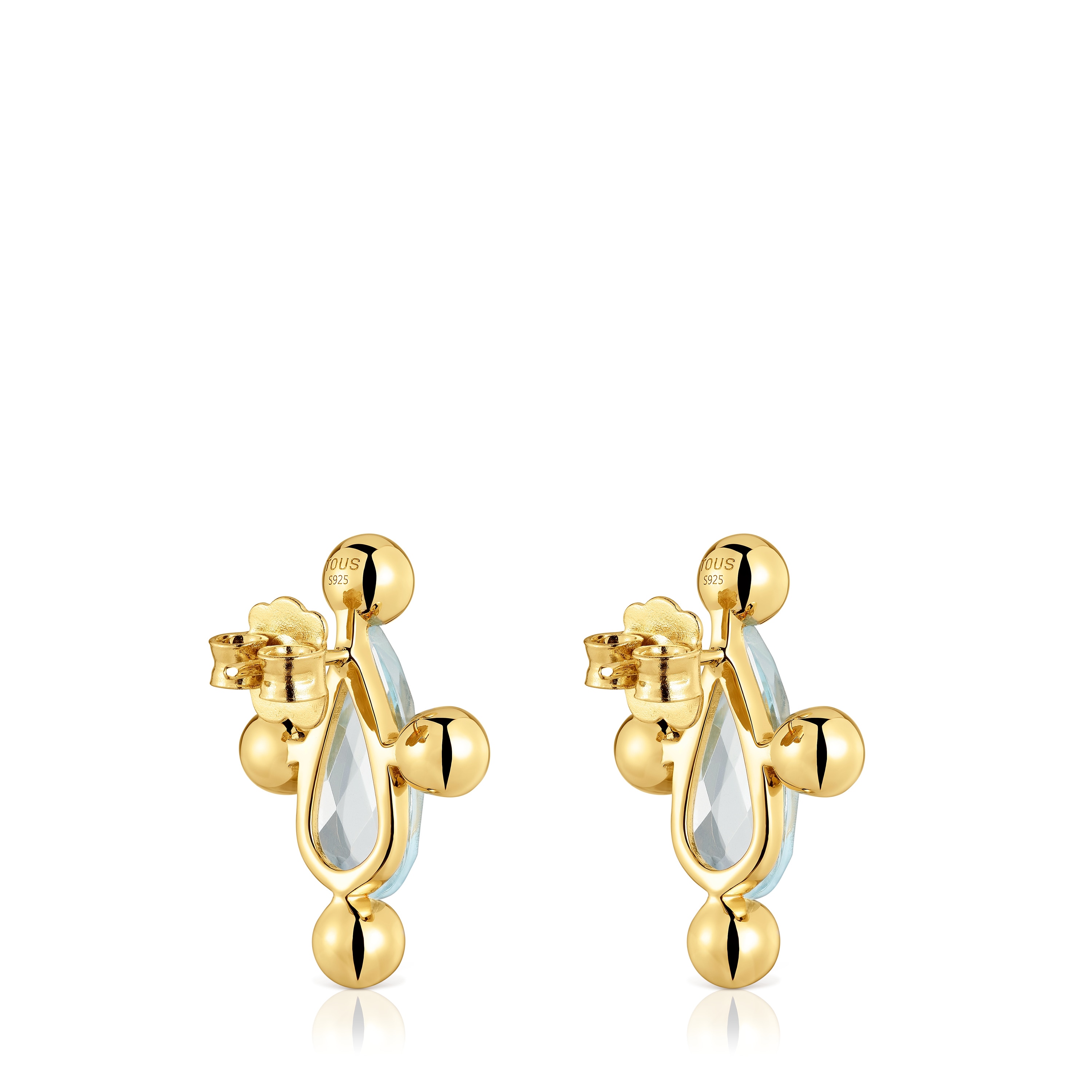 Short heart Earrings with 18kt gold plating over silver and topaz Sugar Party