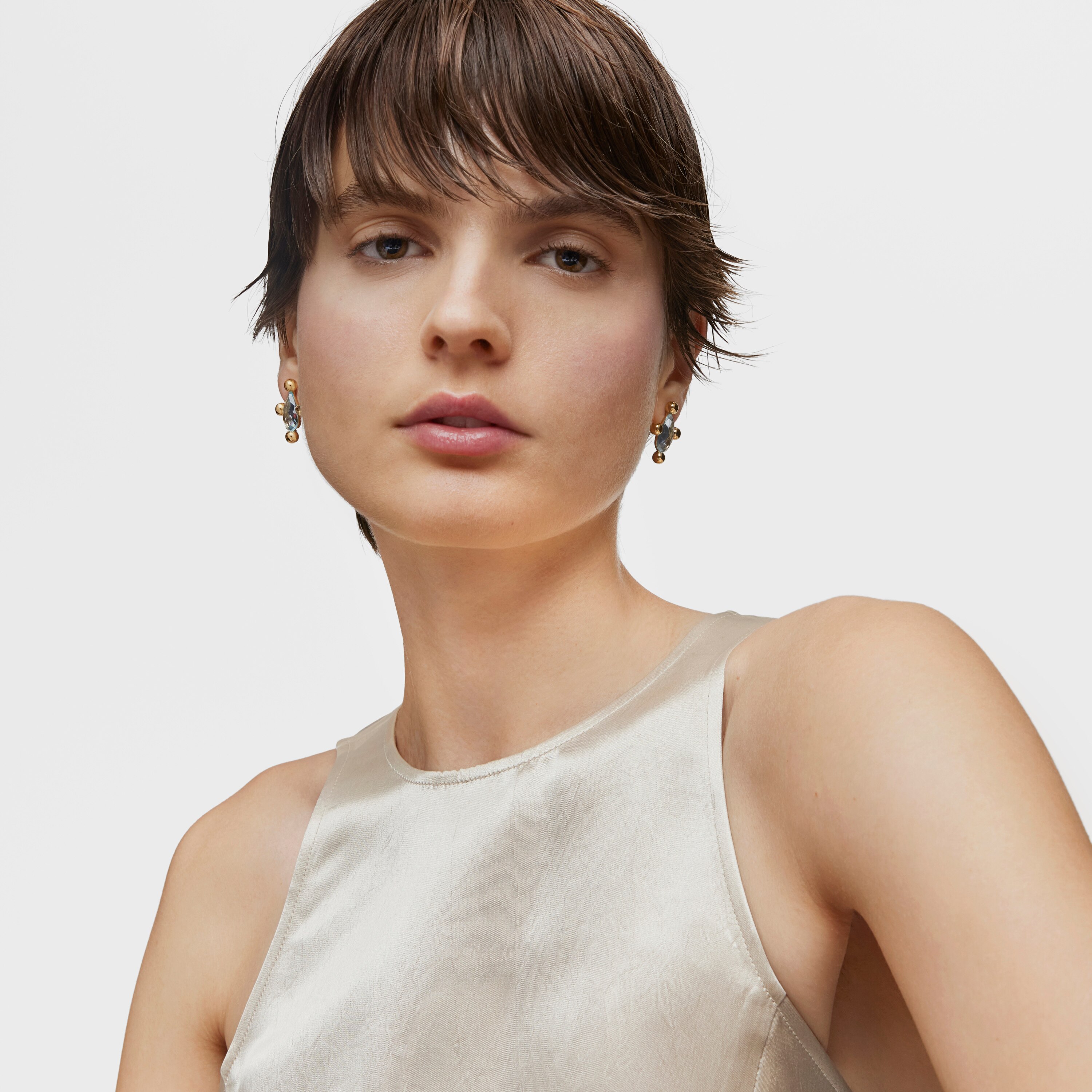 Short heart Earrings with 18K gold vermeil and topaz Sugar Party