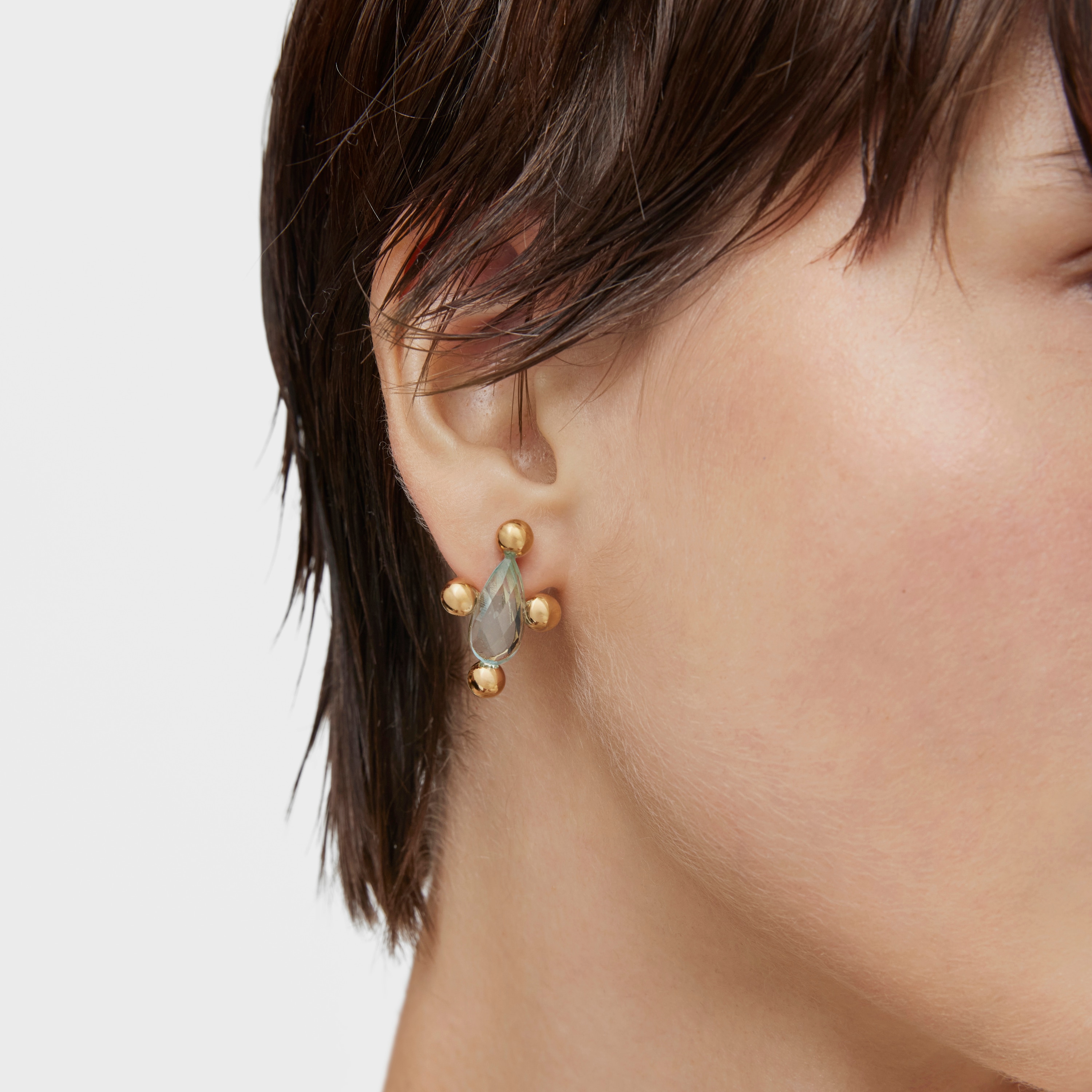 Short heart Earrings with 18K gold vermeil and topaz Sugar Party