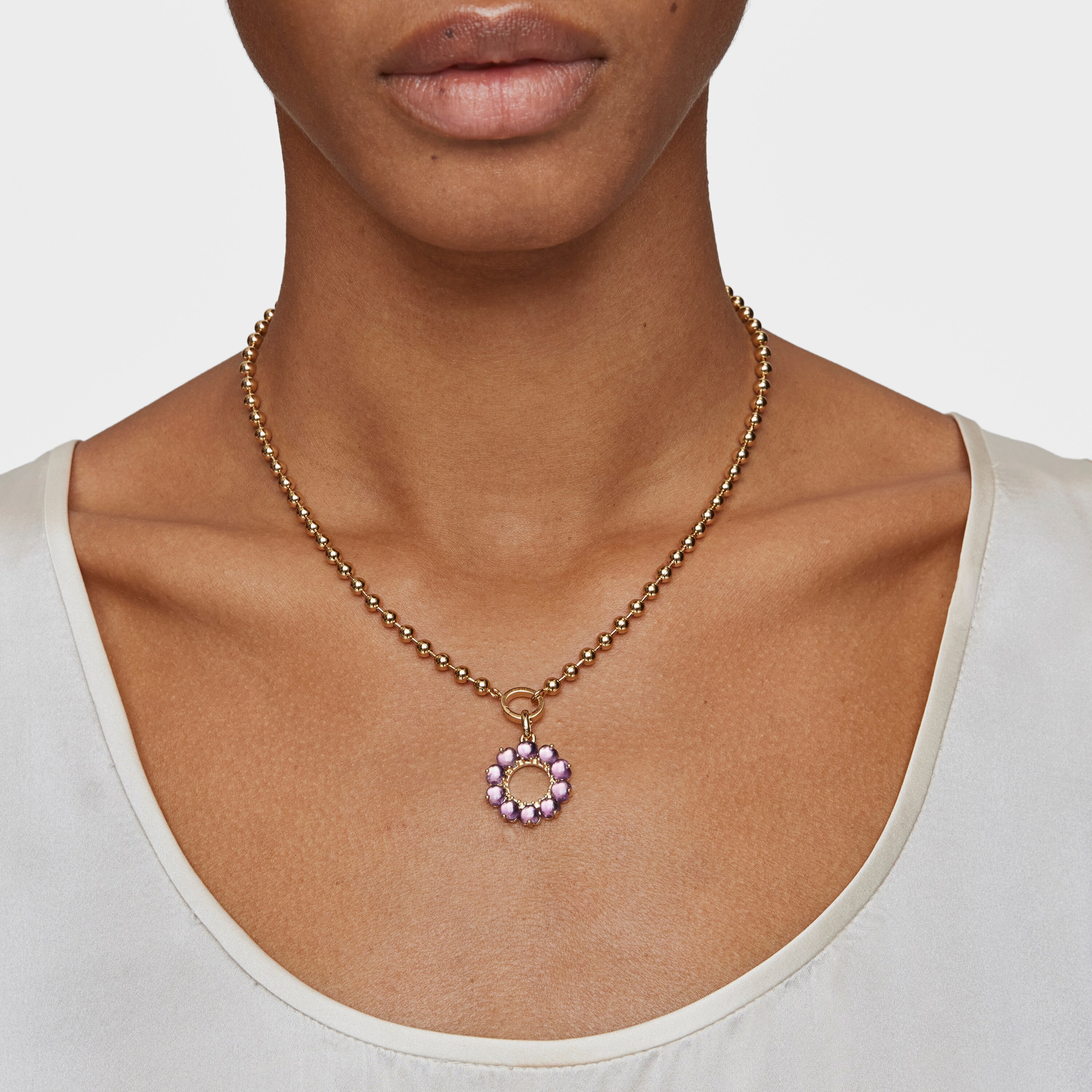 Small Pendant with 18kt gold plating over silver and amethyst Sugar Party