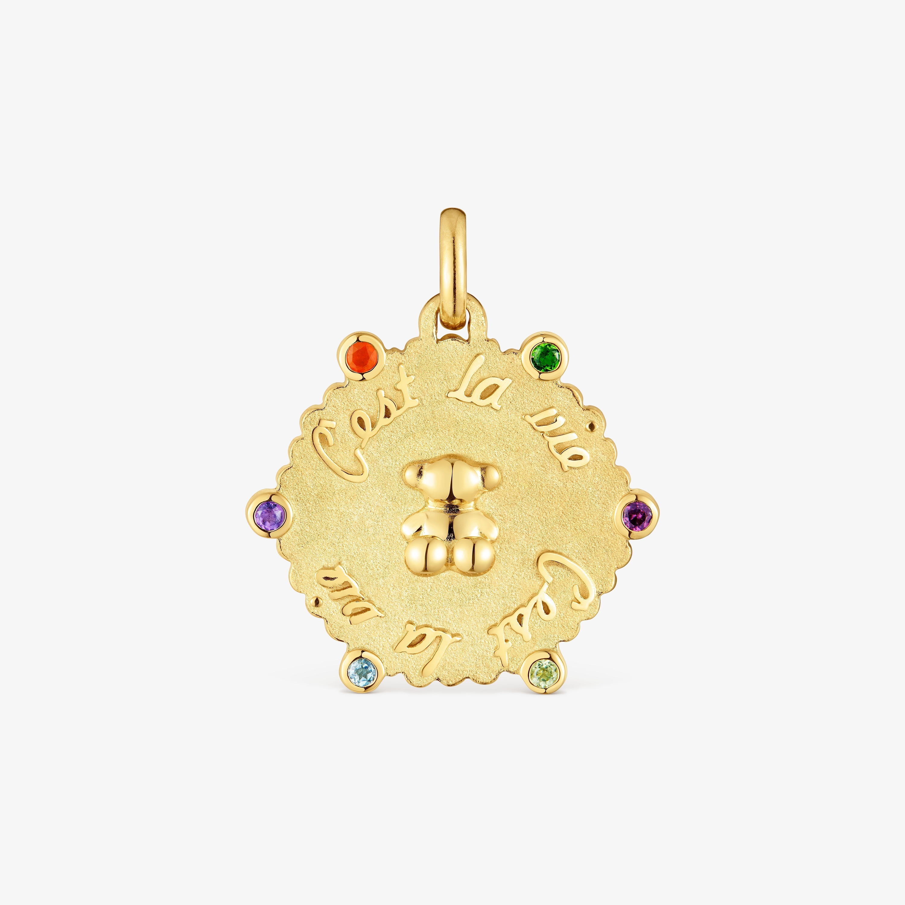 Medium 18K gold vermeil bear Pendant with gemstones Sugar Party