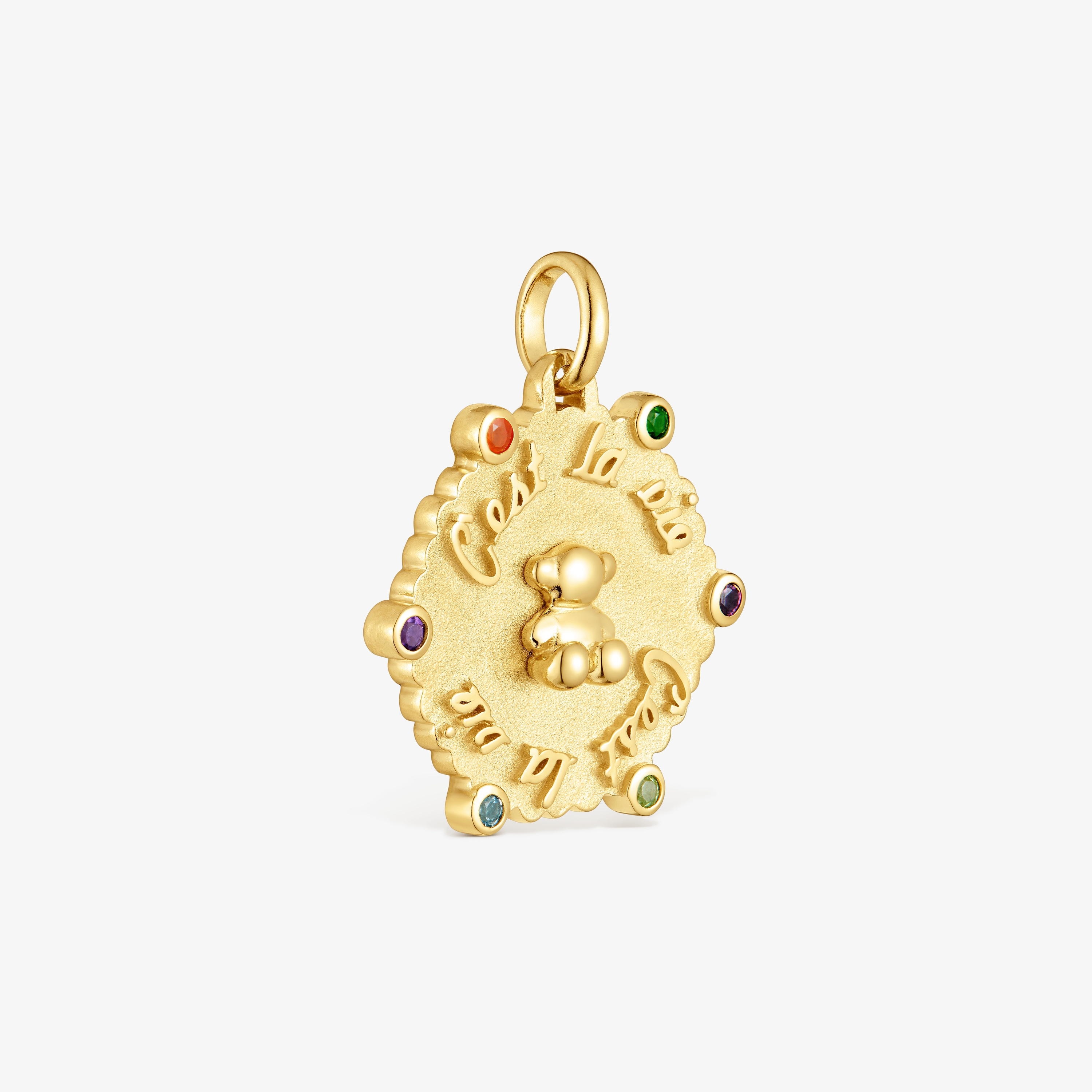 Medium 18K gold vermeil bear Pendant with gemstones Sugar Party