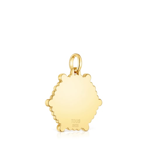 Medium 18kt gold-plated silver bear Pendant with gemstones Sugar Party