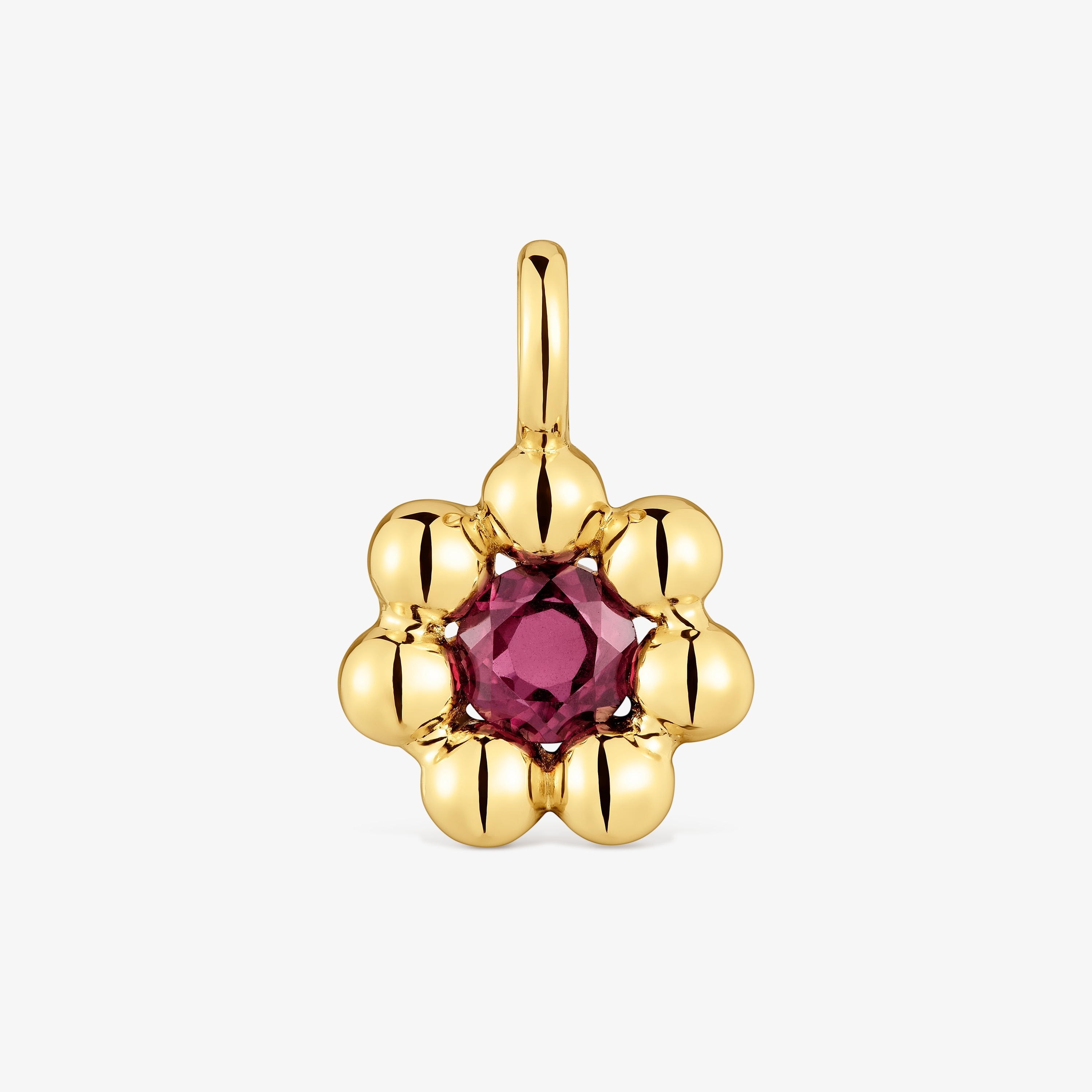 Small flower Pendant with 18K gold vermeil and rhodolite Sugar Party