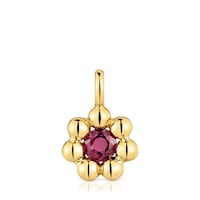 Small flower Pendant with 18kt gold plating over silver and rhodolite Sugar Party