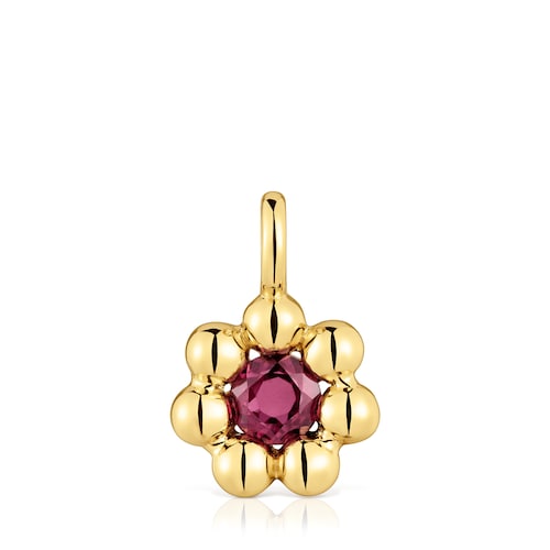 Colgante pequeño flor con baño de oro 18 kt sobre plata y rodolita Sugar Party