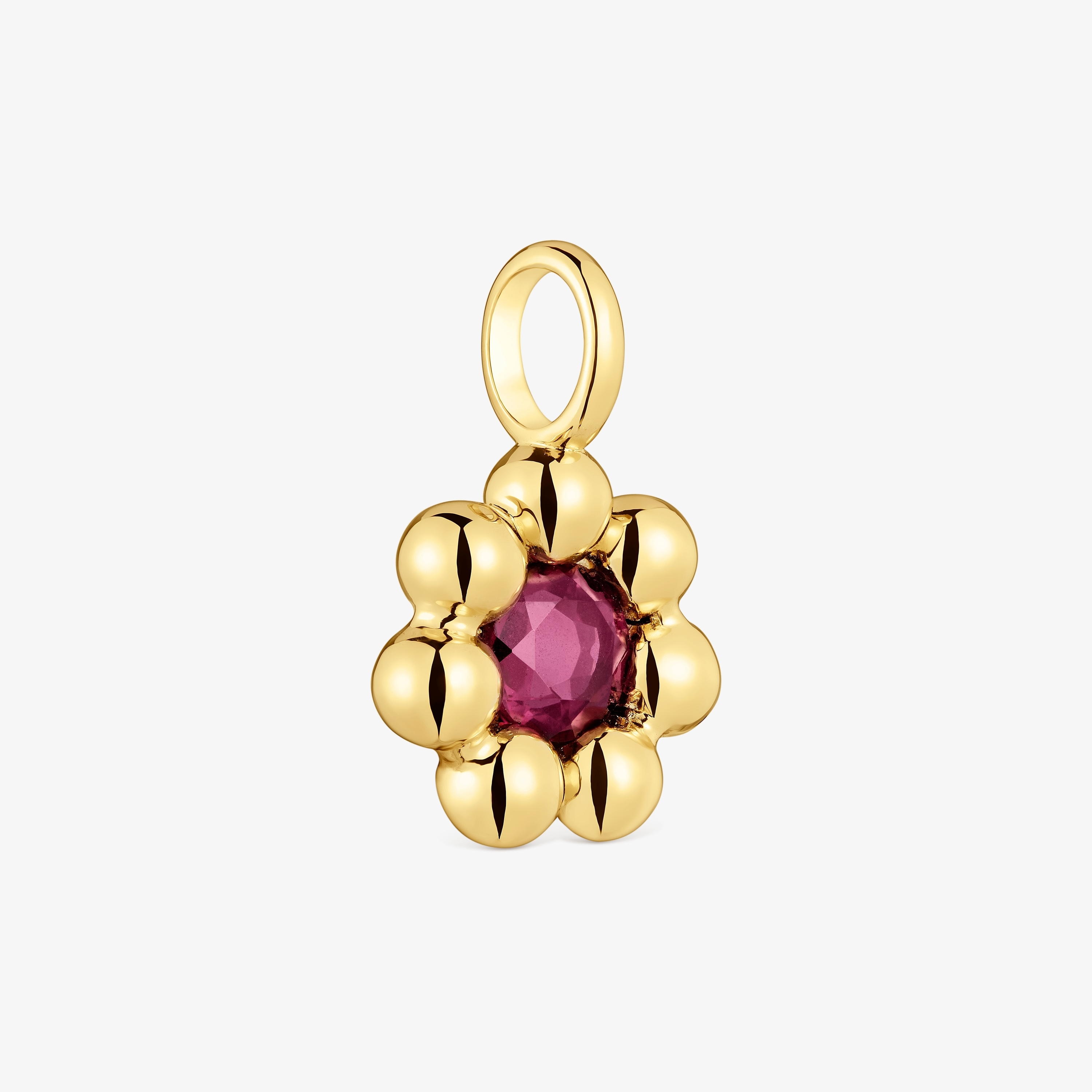 Small flower Pendant with 18K gold vermeil and rhodolite Sugar Party