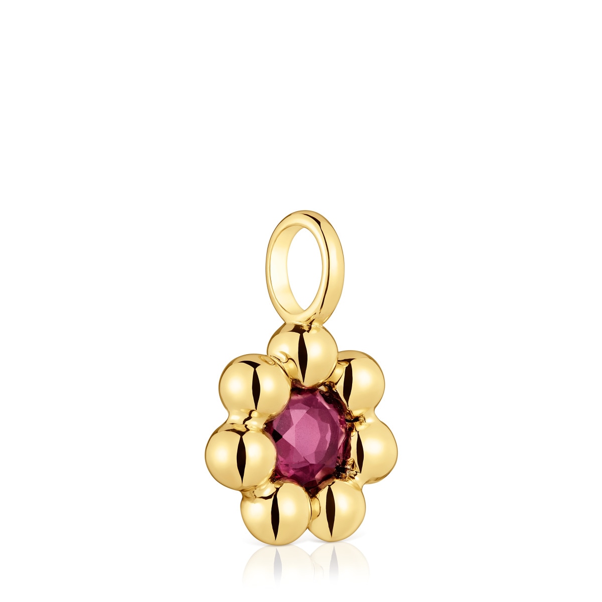 Colgante pequeño flor con baño de oro 18 kt sobre plata y rodolita Sugar Party
