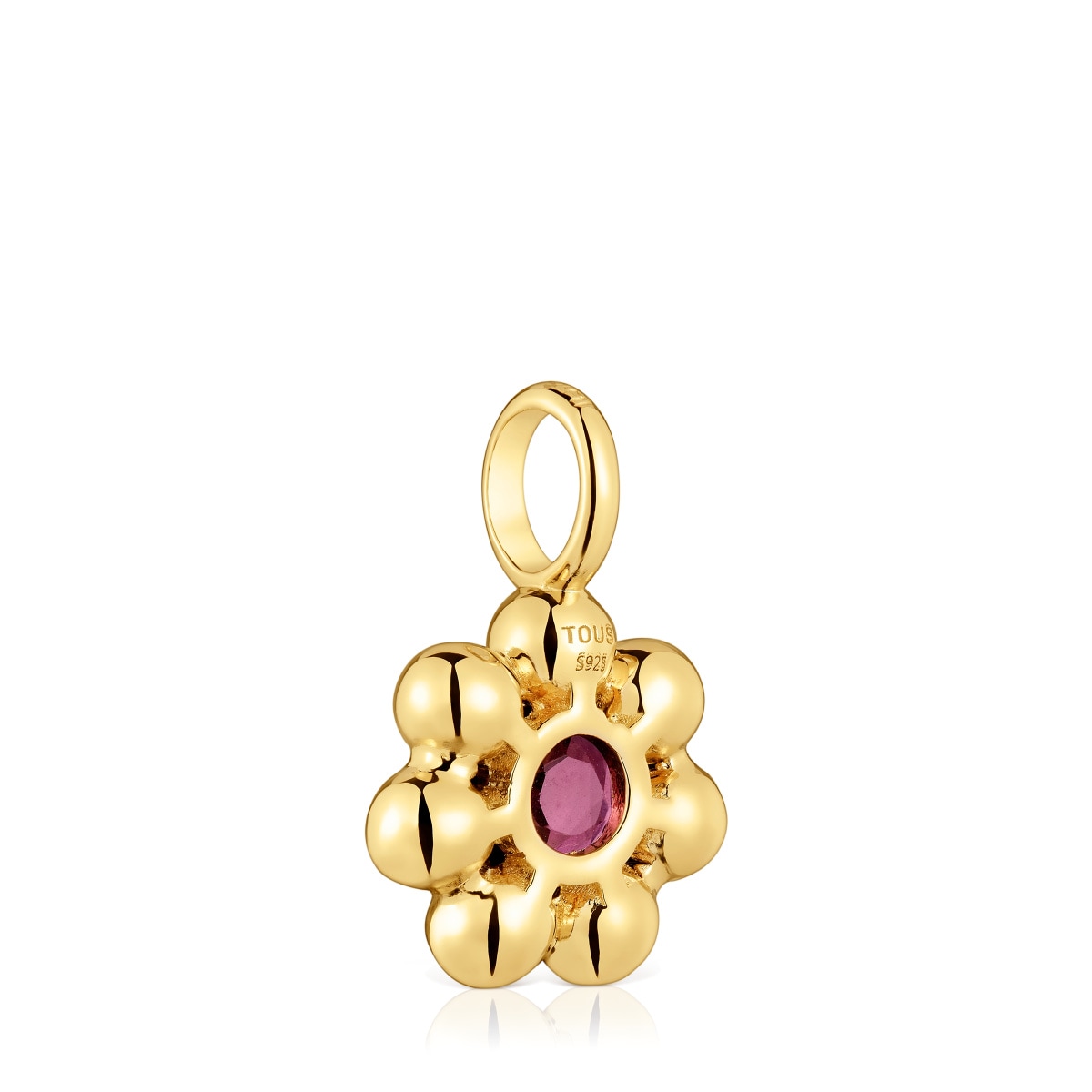 Colgante pequeño flor con baño de oro 18 kt sobre plata y rodolita Sugar Party