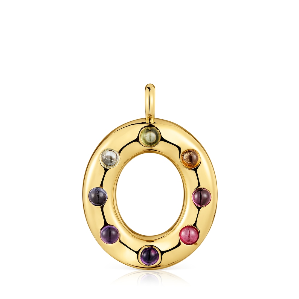 Medium Pendant with 18kt gold plating over silver and gemstones Sugar Party