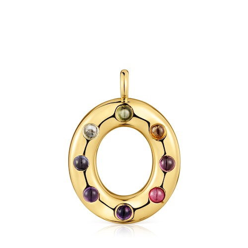 Medium Pendant with 18kt gold plating over silver and gemstones Sugar Party