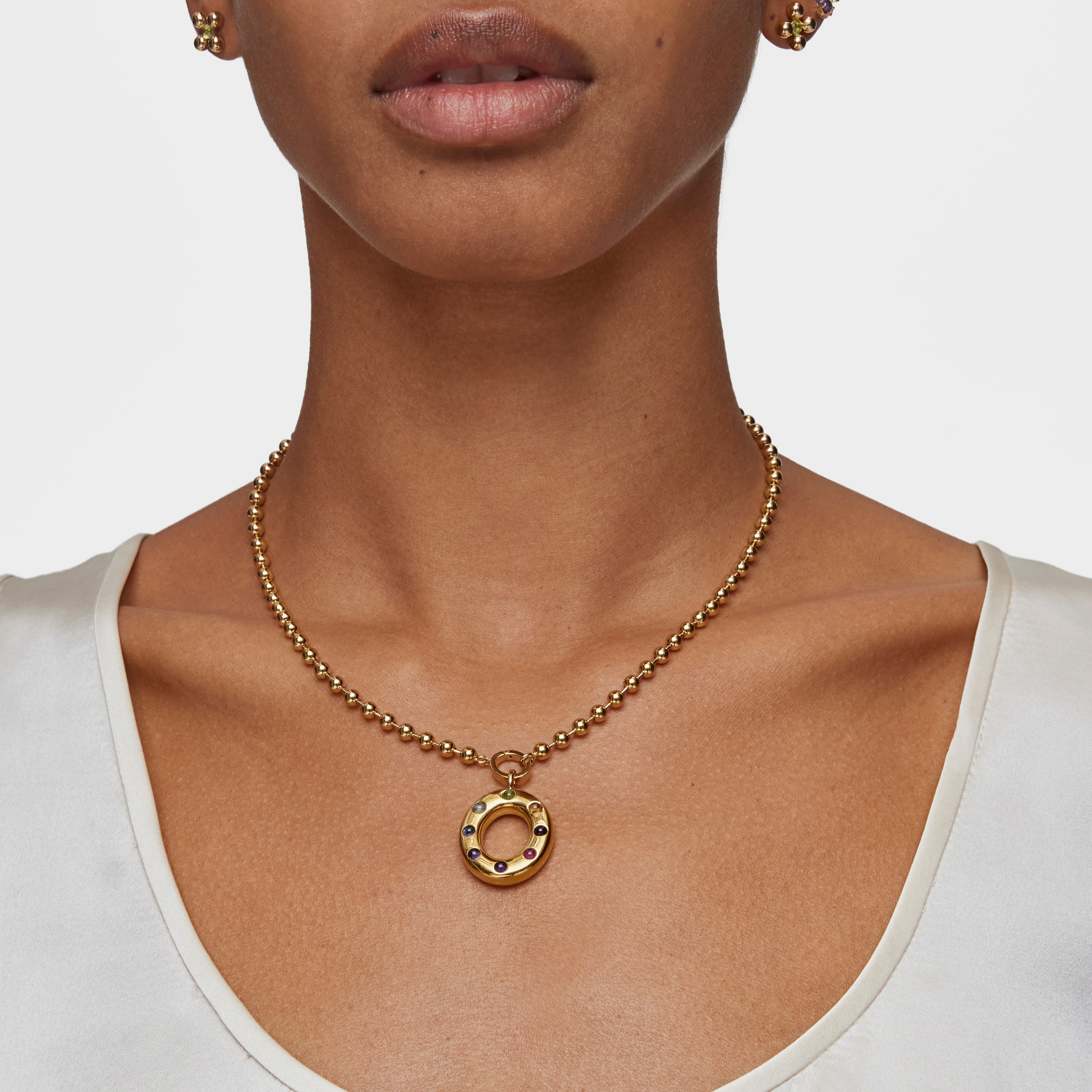 Medium Pendant with 18K gold vermeil and gemstones Sugar Party