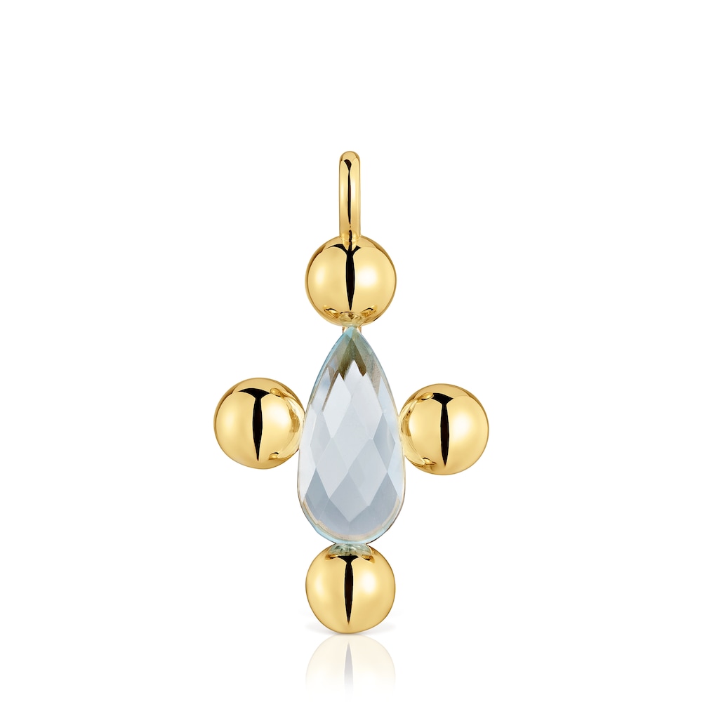 Medium Pendant with 18kt gold plating over silver and topaz Sugar Party