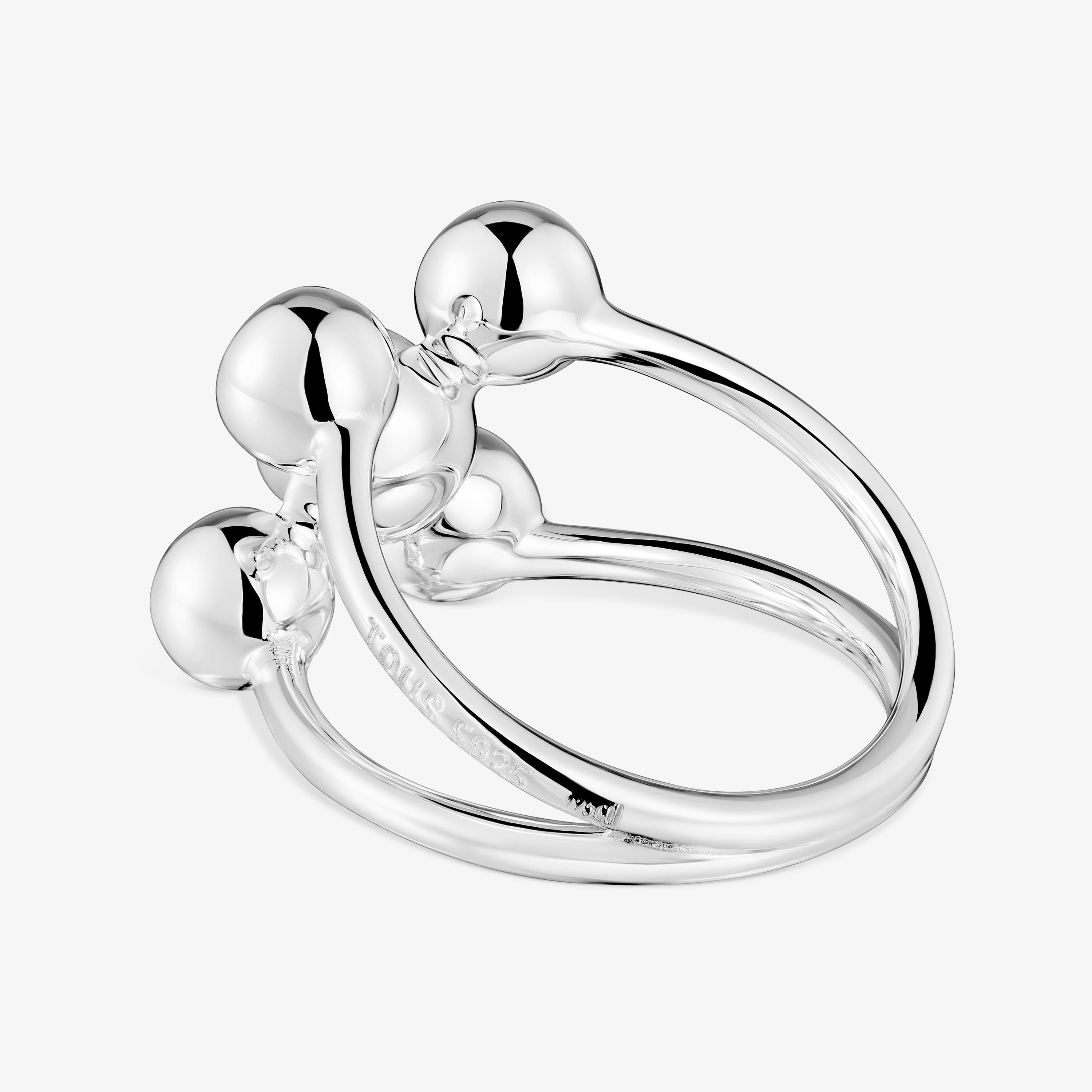 Large silver and cultured pearl motifs Ring Sugar Party
