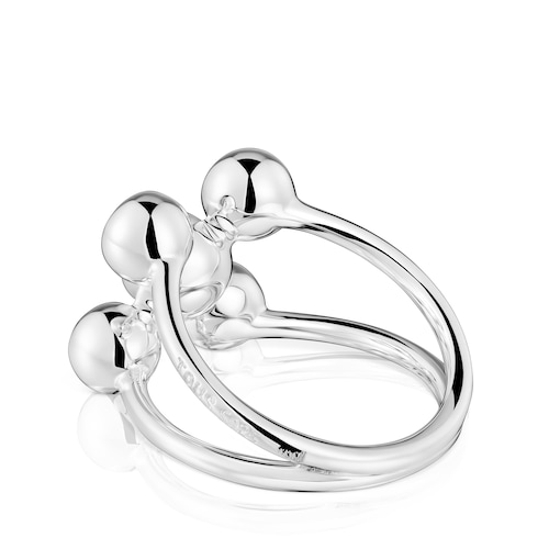 Anillo grande motivos de plata y perla cultivada Sugar Party
