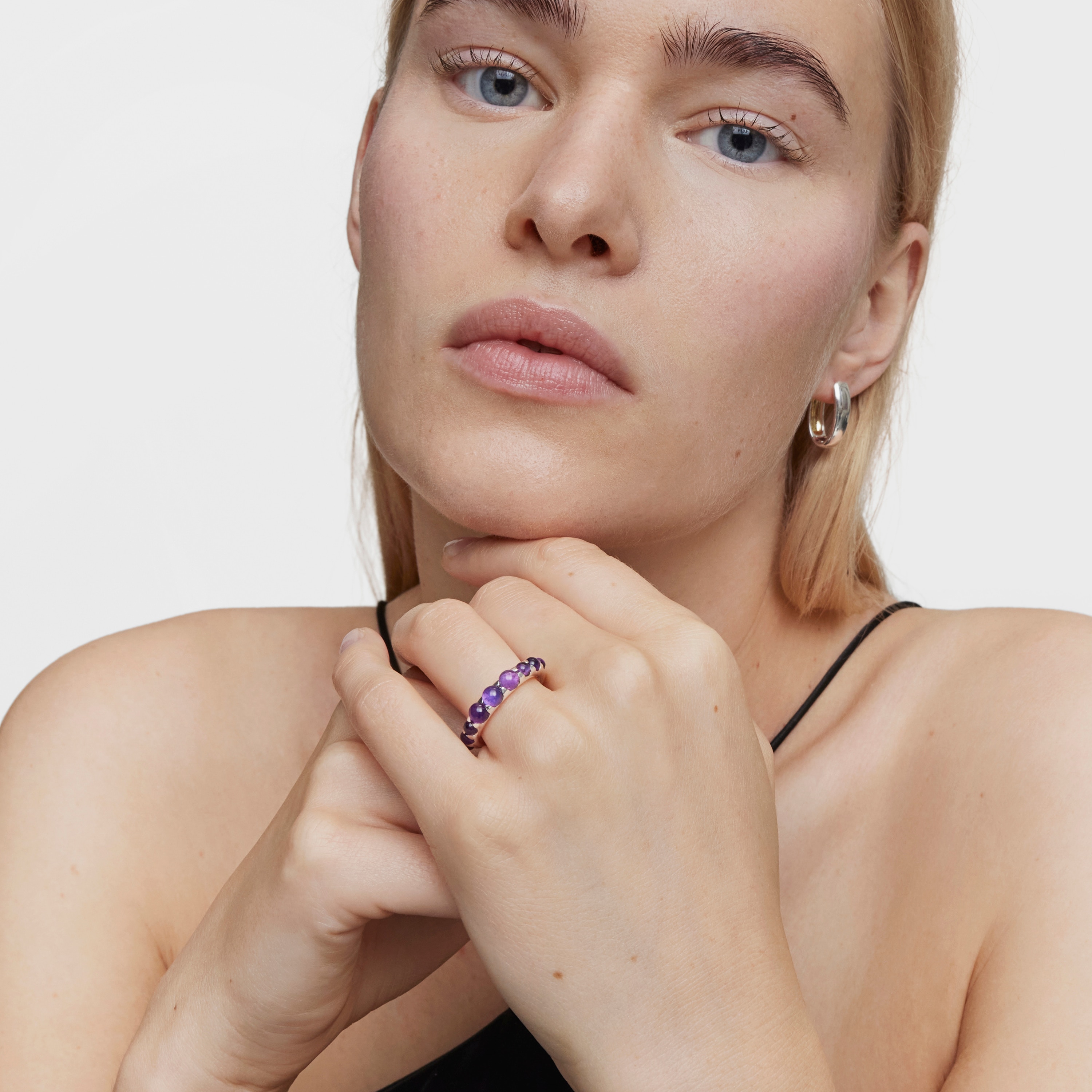 Small silver and amethyst Ring Sugar Party