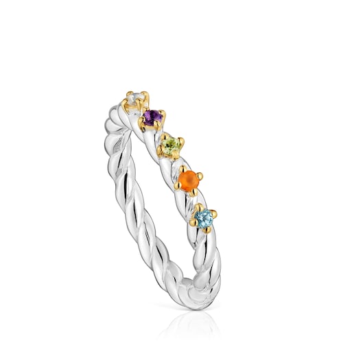Anillo pequeño bicolor y gemas Sugar Party