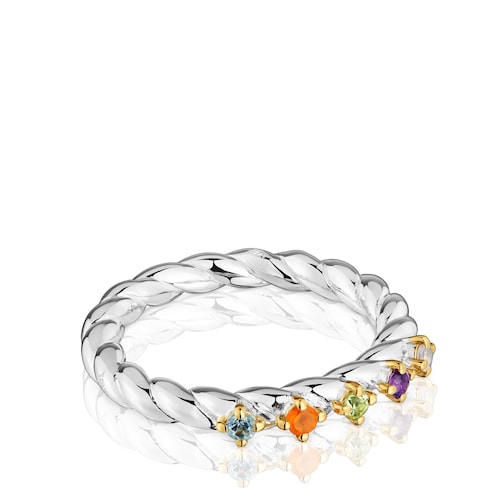 Anillo pequeño bicolor y gemas Sugar Party
