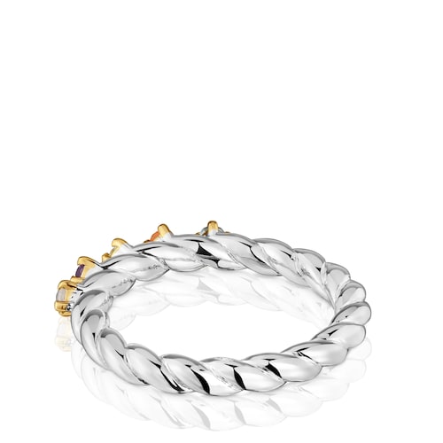 Anillo pequeño bicolor y gemas Sugar Party