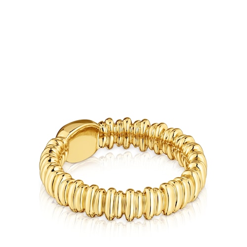 Small 18kt gold-plated silver and gray mother-of-pearl Ring Sugar Party