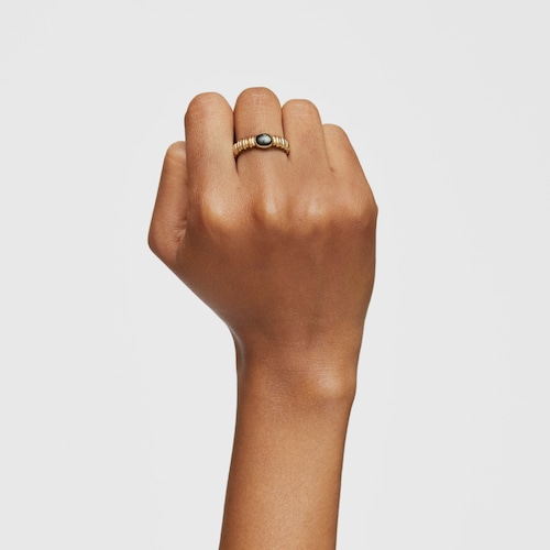 Small 18kt gold-plated silver and gray mother-of-pearl Ring Sugar Party