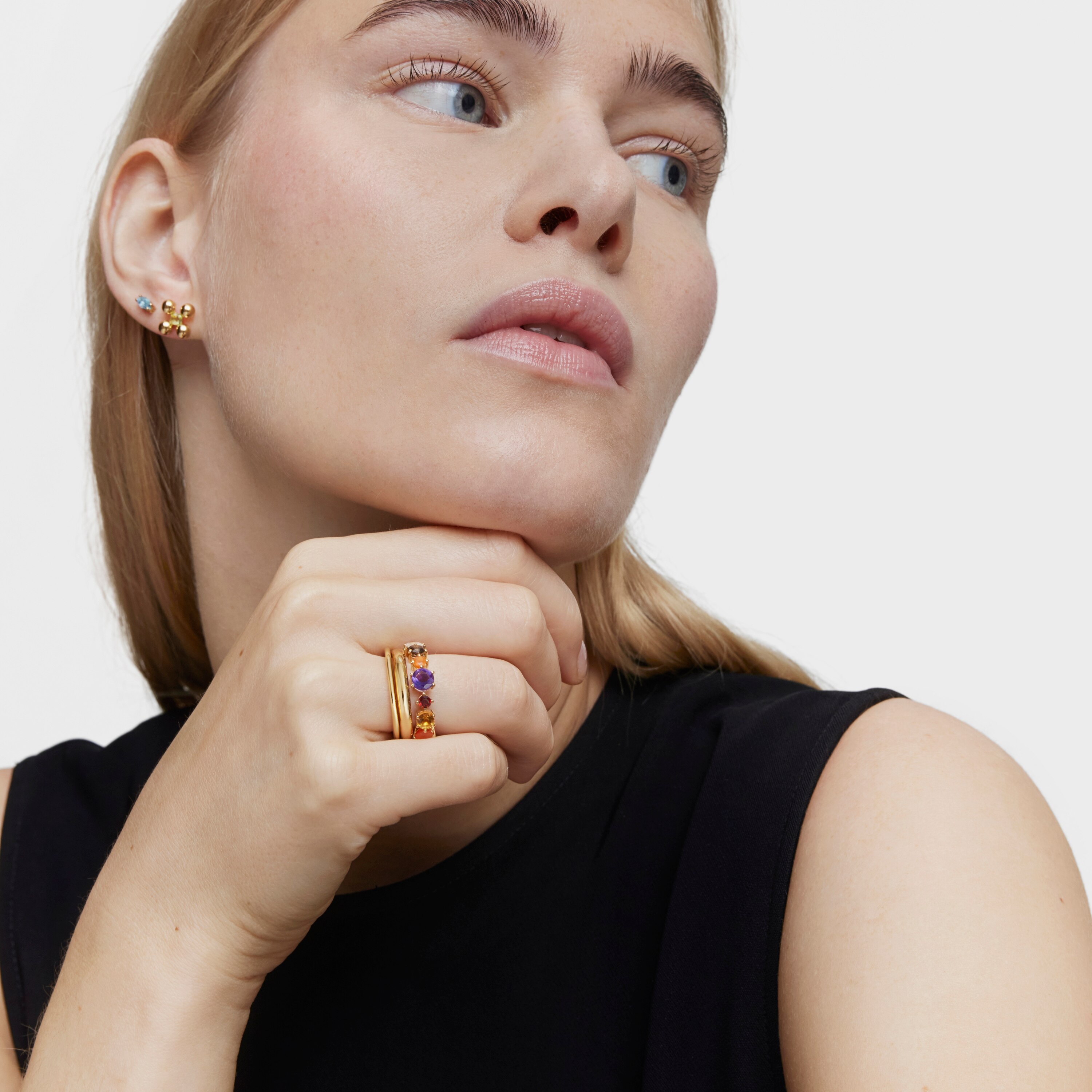 Small 18K gold vermeil and gemstones Ring Sugar Party