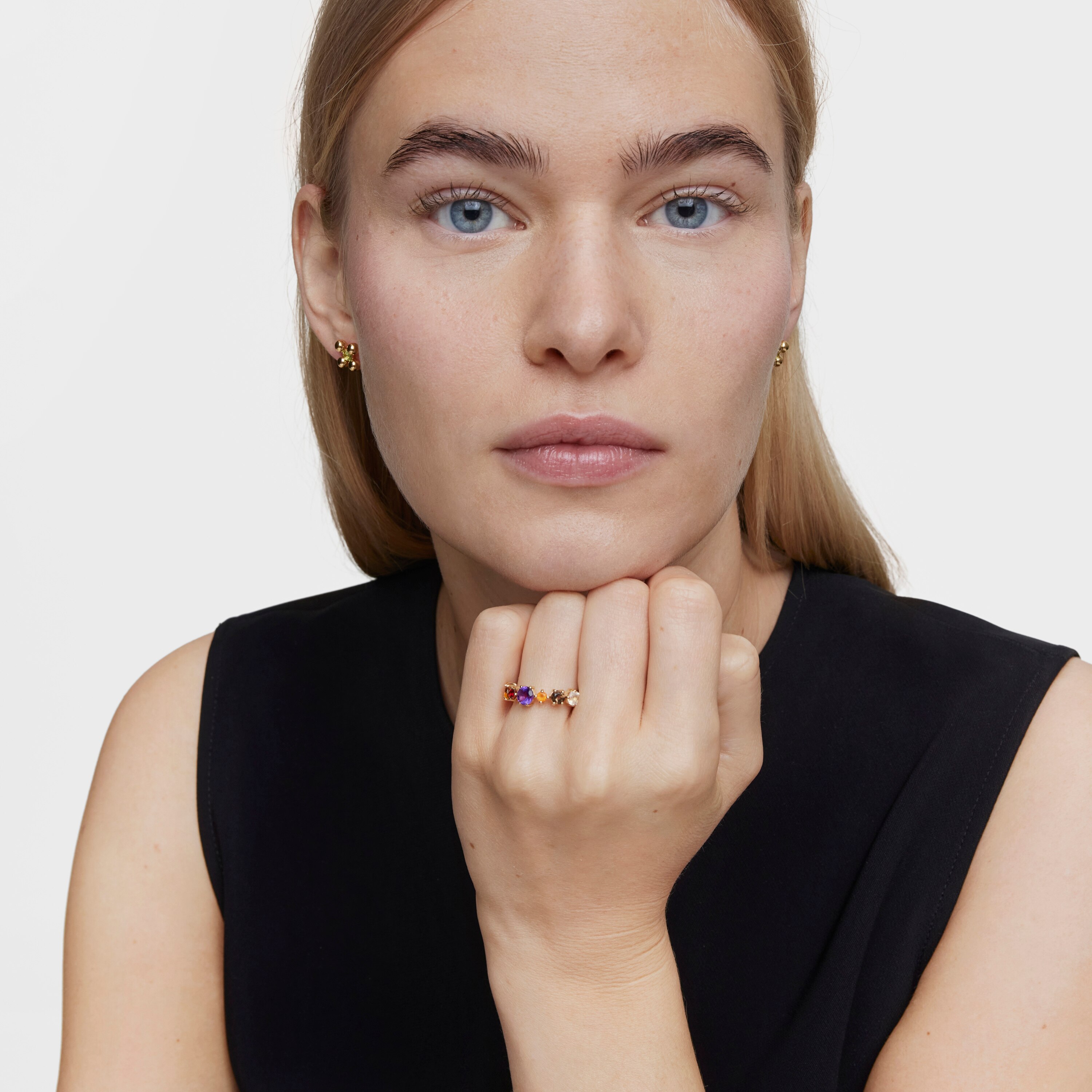Small 18K gold vermeil and gemstones Ring Sugar Party