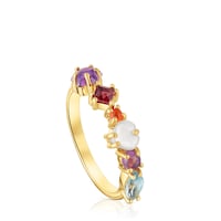 Small 18kt gold-plated silver and gemstones motifs Ring Sugar Party