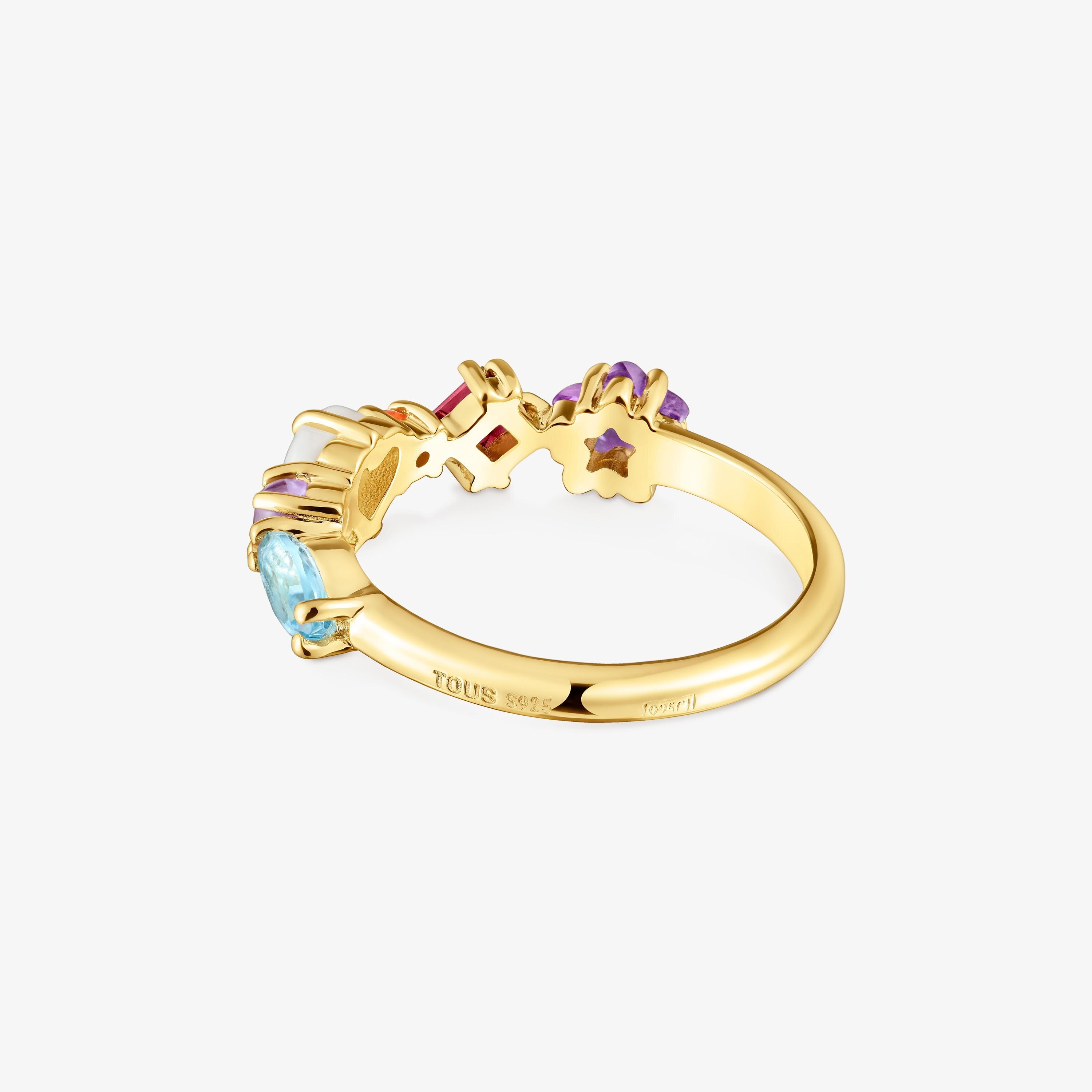 Small 18K gold vermeil and gemstones motifs Ring Sugar Party