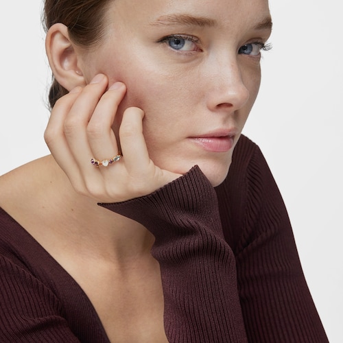 Small 18kt gold-plated silver and gemstones motifs Ring Sugar Party