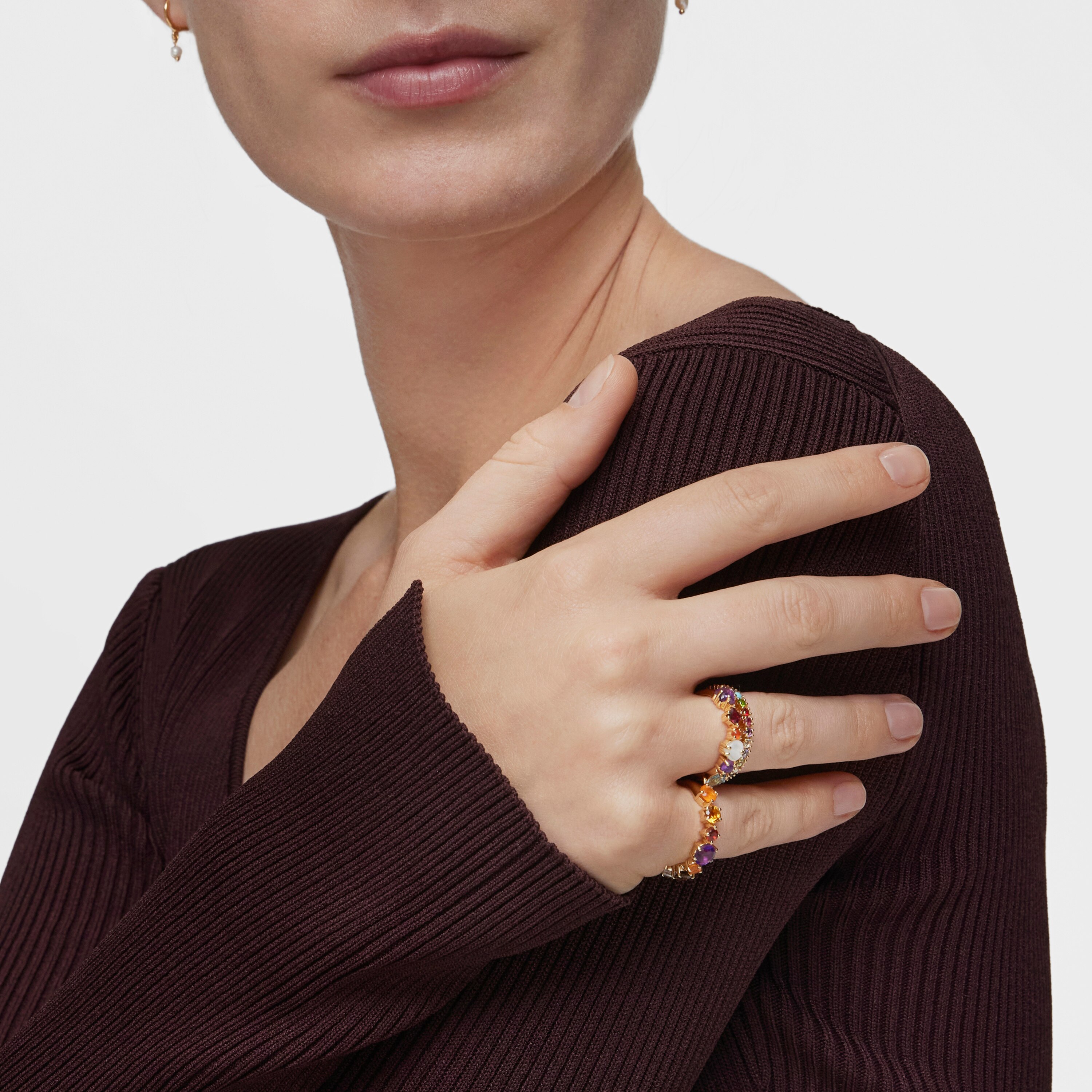 Small 18K gold vermeil and gemstones motifs Ring Sugar Party