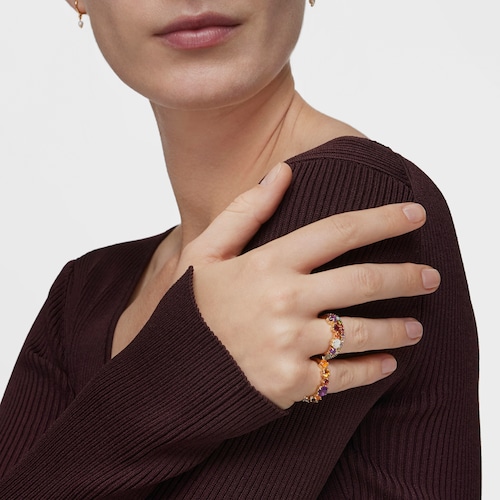 Small 18kt gold-plated silver and gemstones motifs Ring Sugar Party