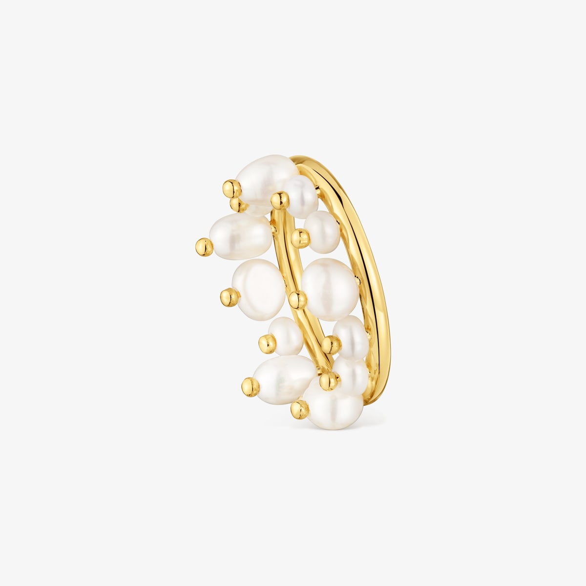 Tous - Anillo Pequeño Con Baño De Oro 18 Kt Sobre Plata Y Perlas Cultivadas Sugar Party Talla 14